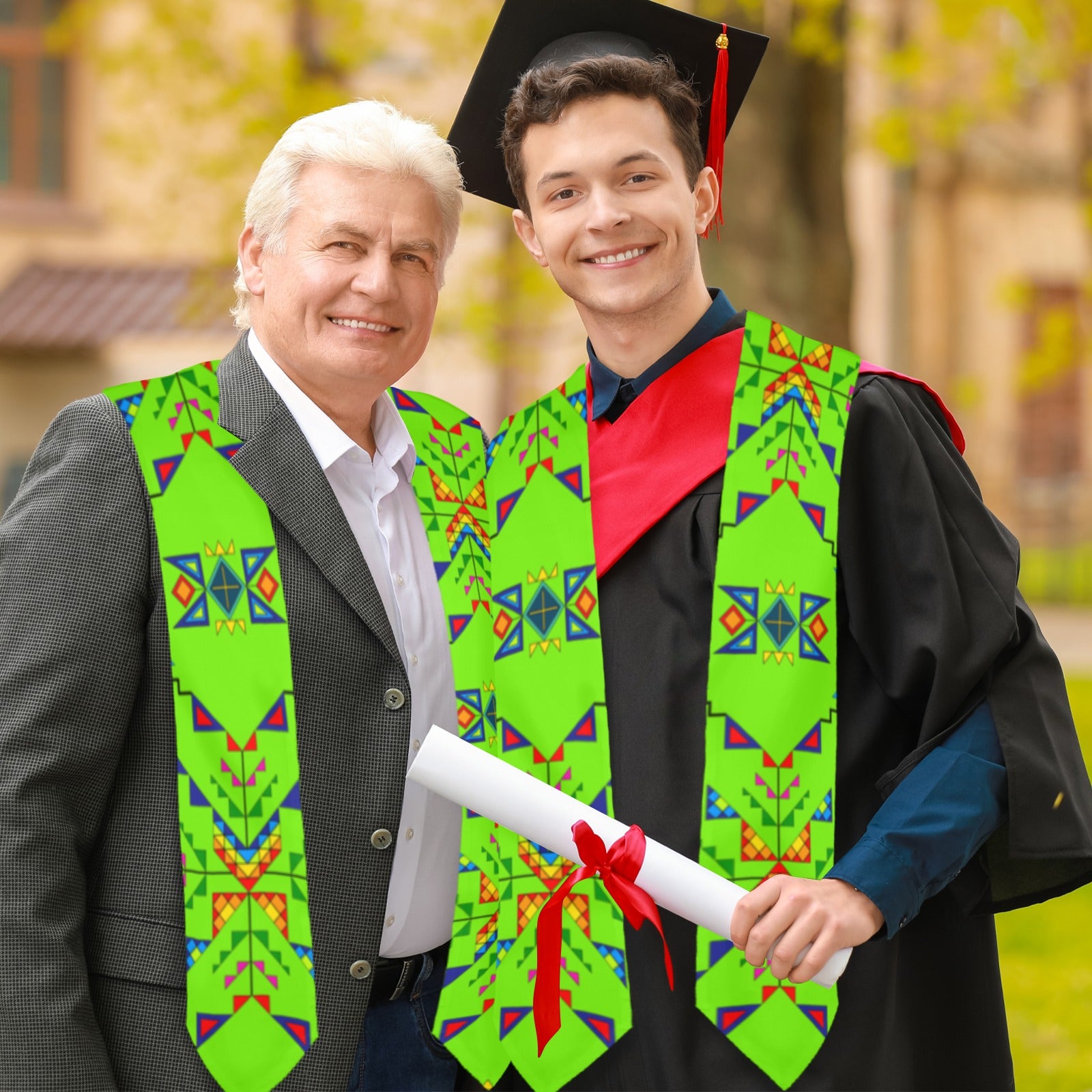 Buffalo Jump Neon Green Graduation Stole