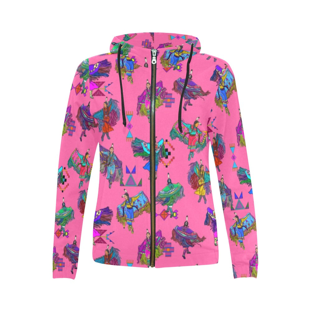 Women's Fancy Dancers Pink Full Zip Hoodie for Women