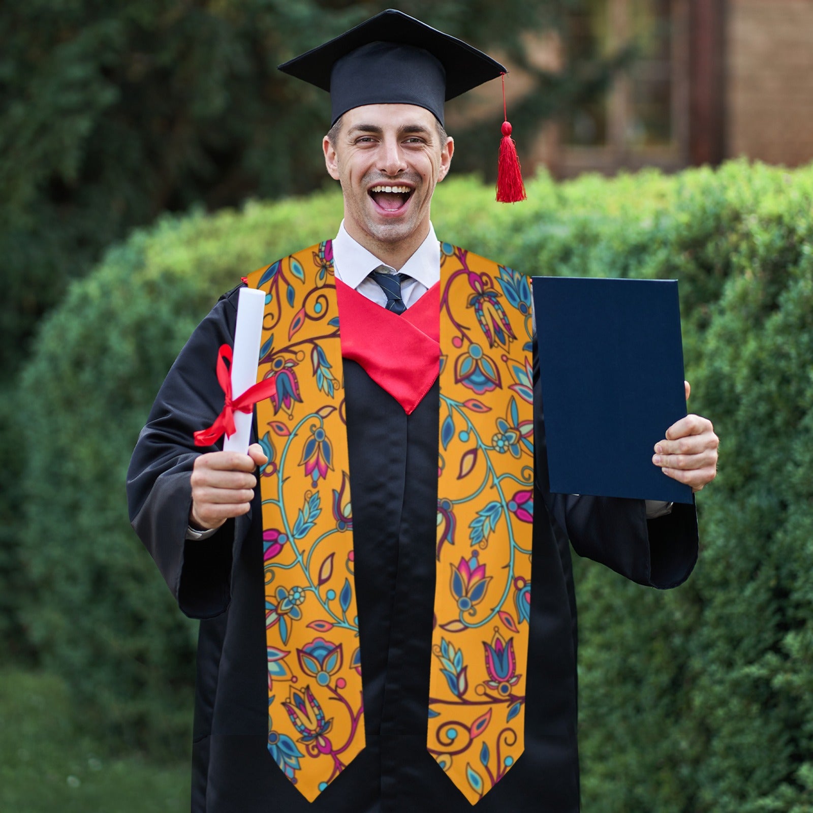 Buffalo Bloom Orange Graduation Stole