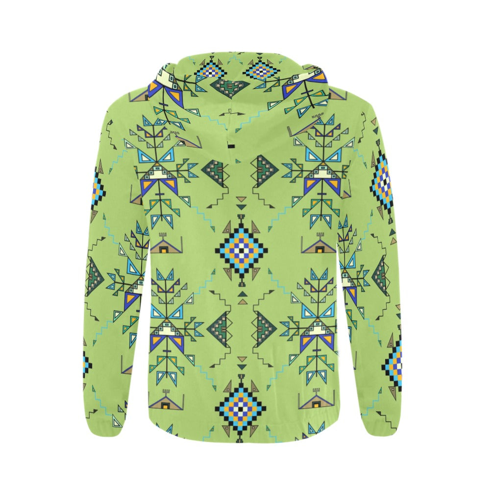 Bear Shield Green Men's Zipper Hoodie