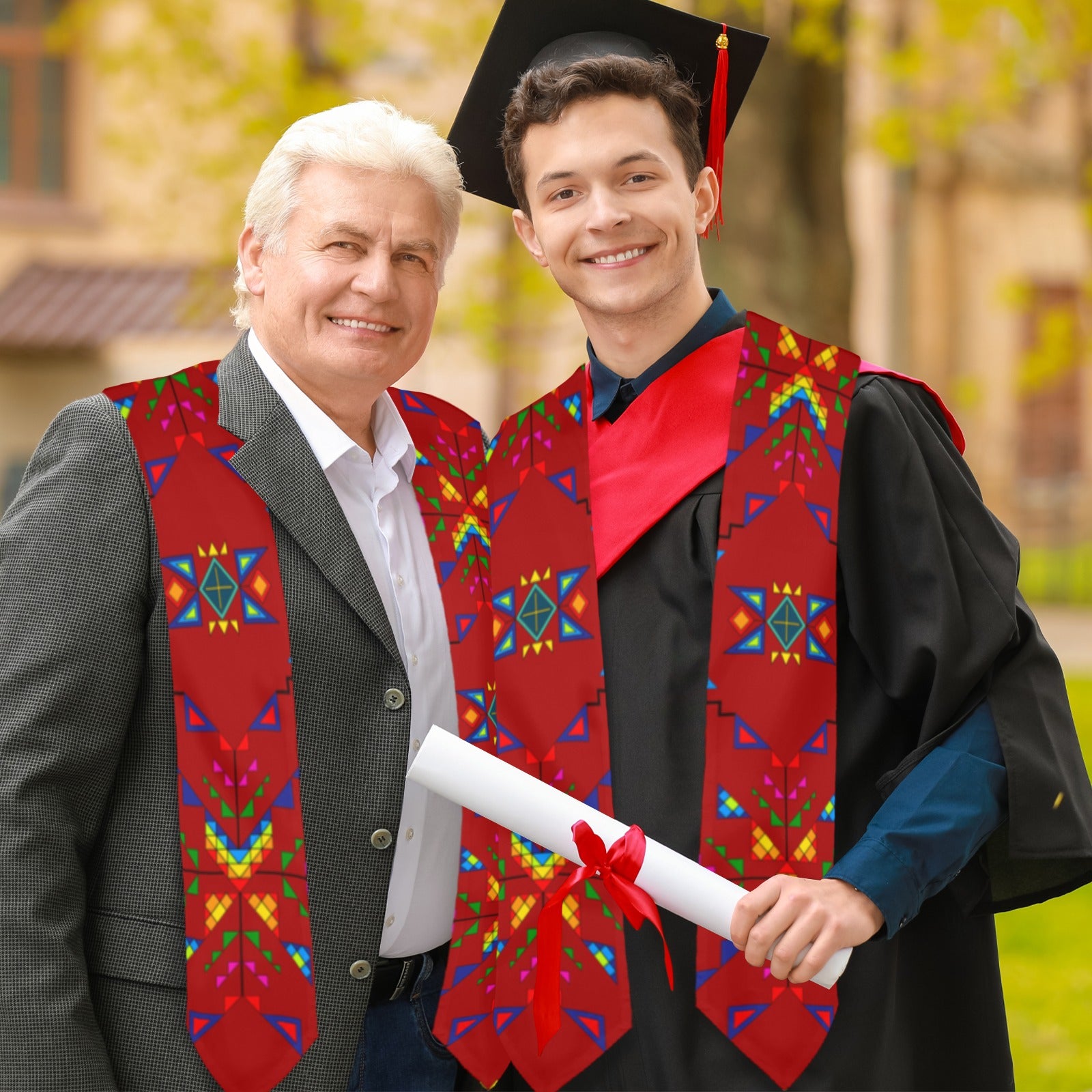 Buffalo Jump Red Graduation Stole