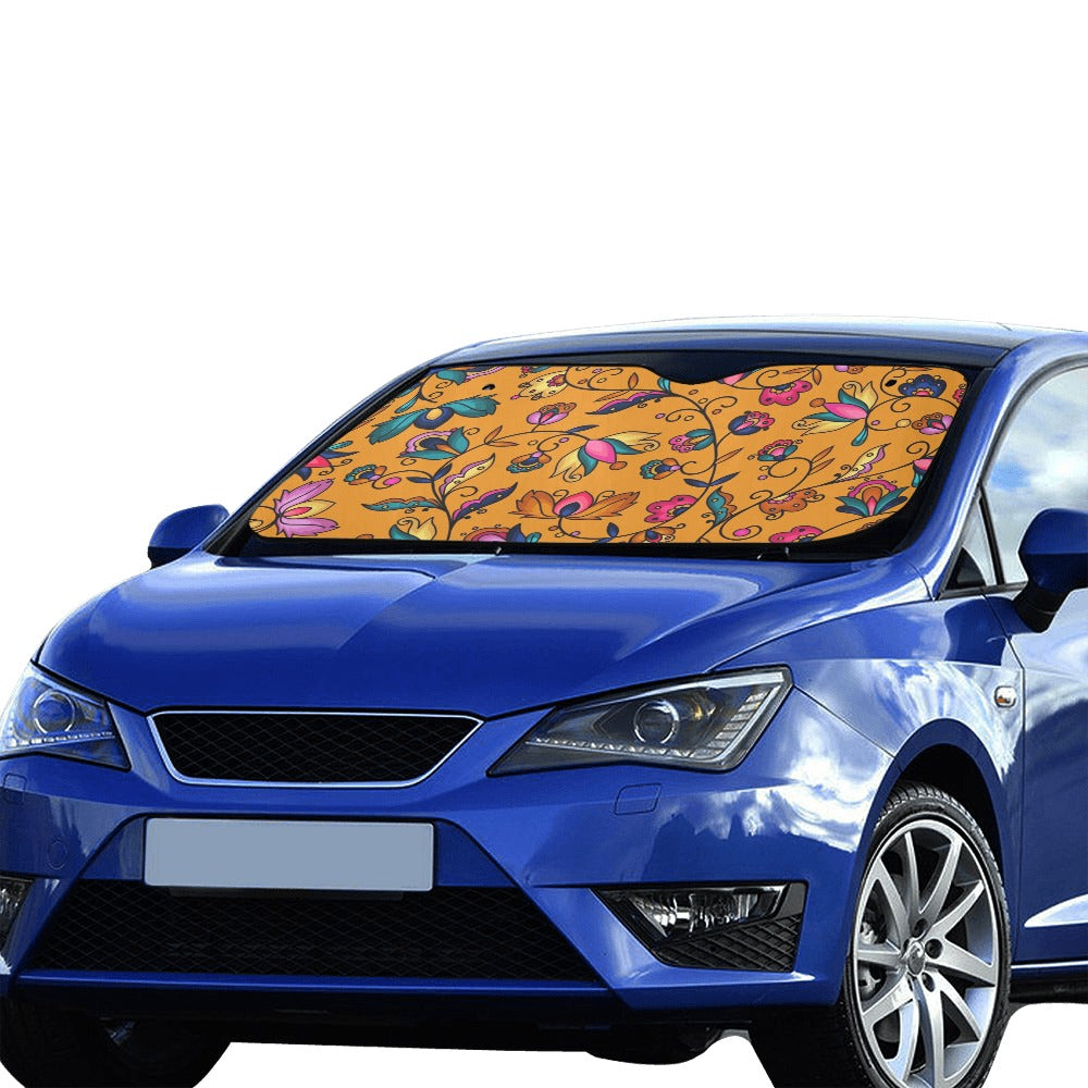 Copper Prairie Petals Orange Car Sun Shade 55"x30"