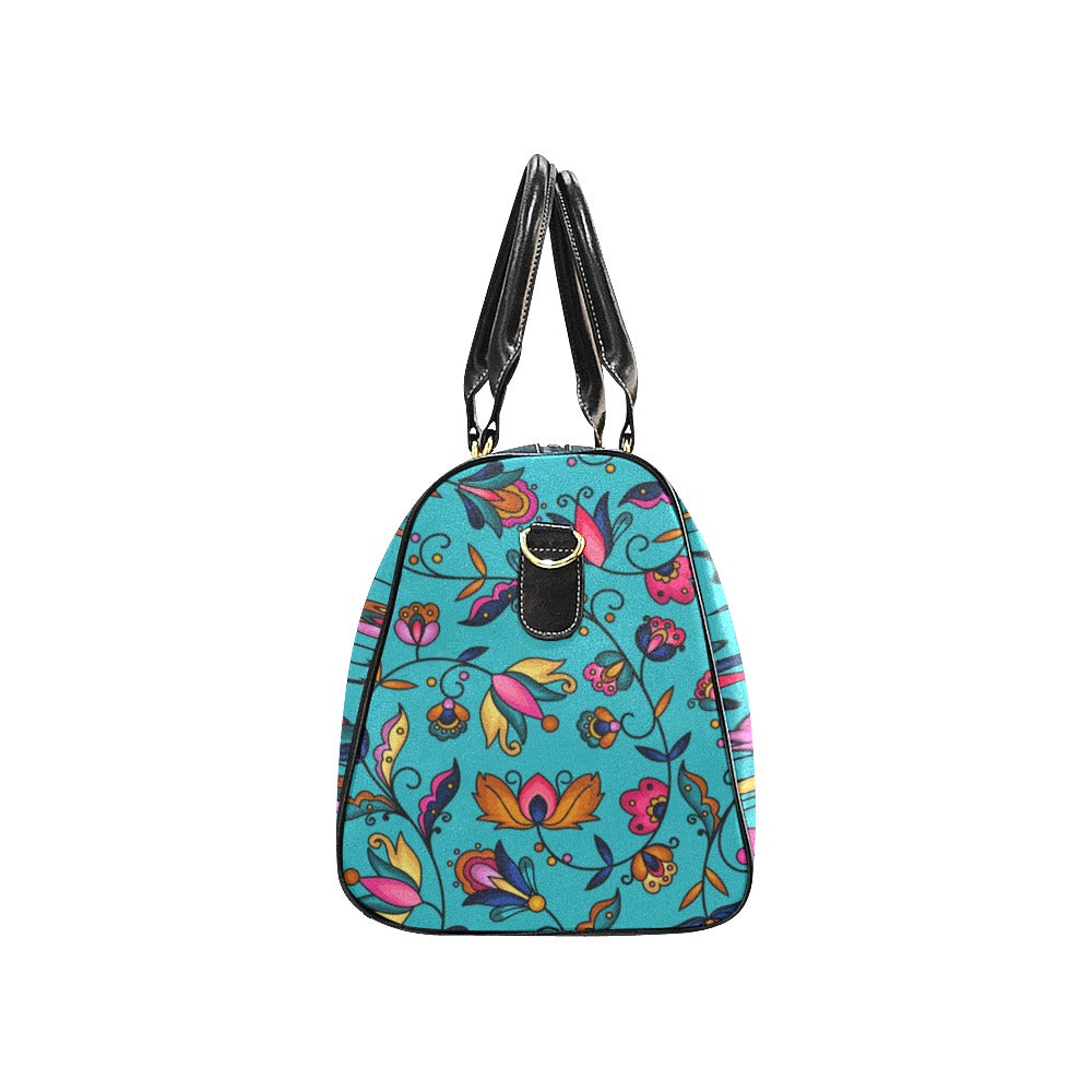 Copper Prairie Petals Turquoise Waterproof Travel Bag/Small