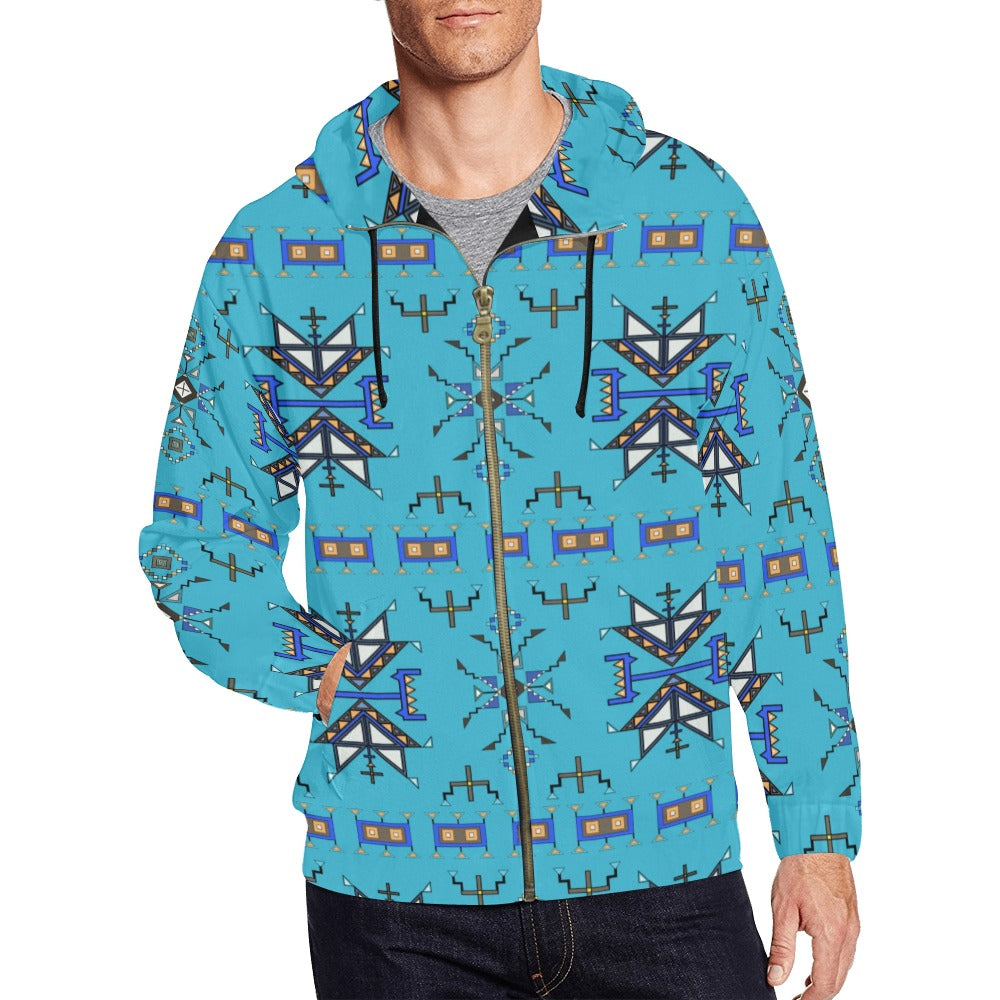 Eagle Strike Blue Men's Zipper Hoodie