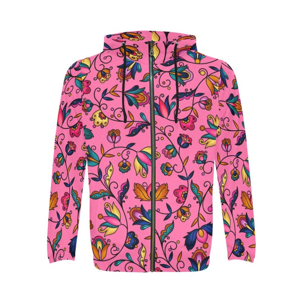 Copper Prairie Petals Pink Men's Zipper Hoodie