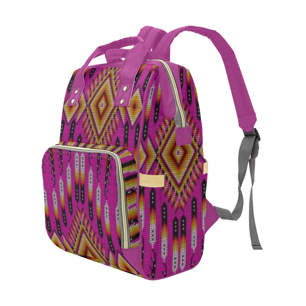 Fire Feather Pink Multi-Function Diaper Backpack/Diaper Bag