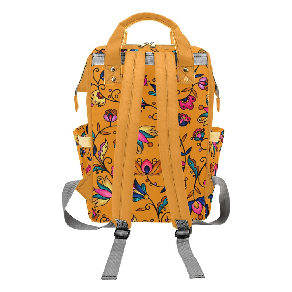 Copper Prairie Petals Orange Multi-Function Diaper Backpack/Diaper Bag