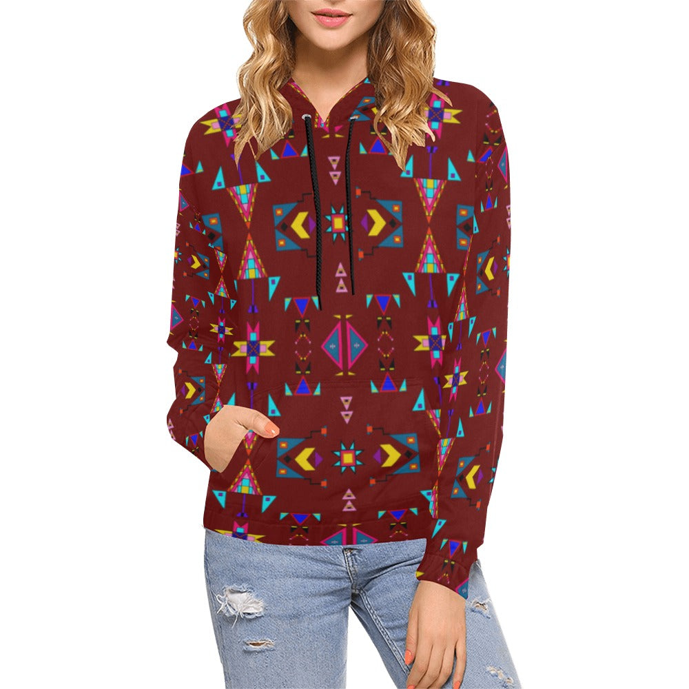 Enemy Territory Dark Maroon Hoodie for Women (USA Size)
