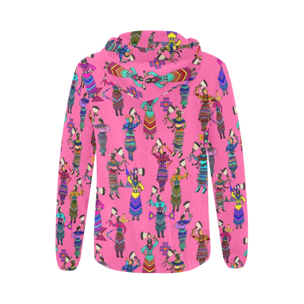 Women's Jingle Dancers Pink Full Zip Hoodie for Women