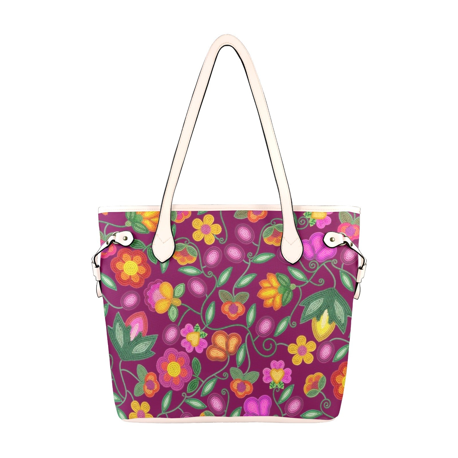 Boreal Bounty Dark Magenta Clover Canvas Tote Bag