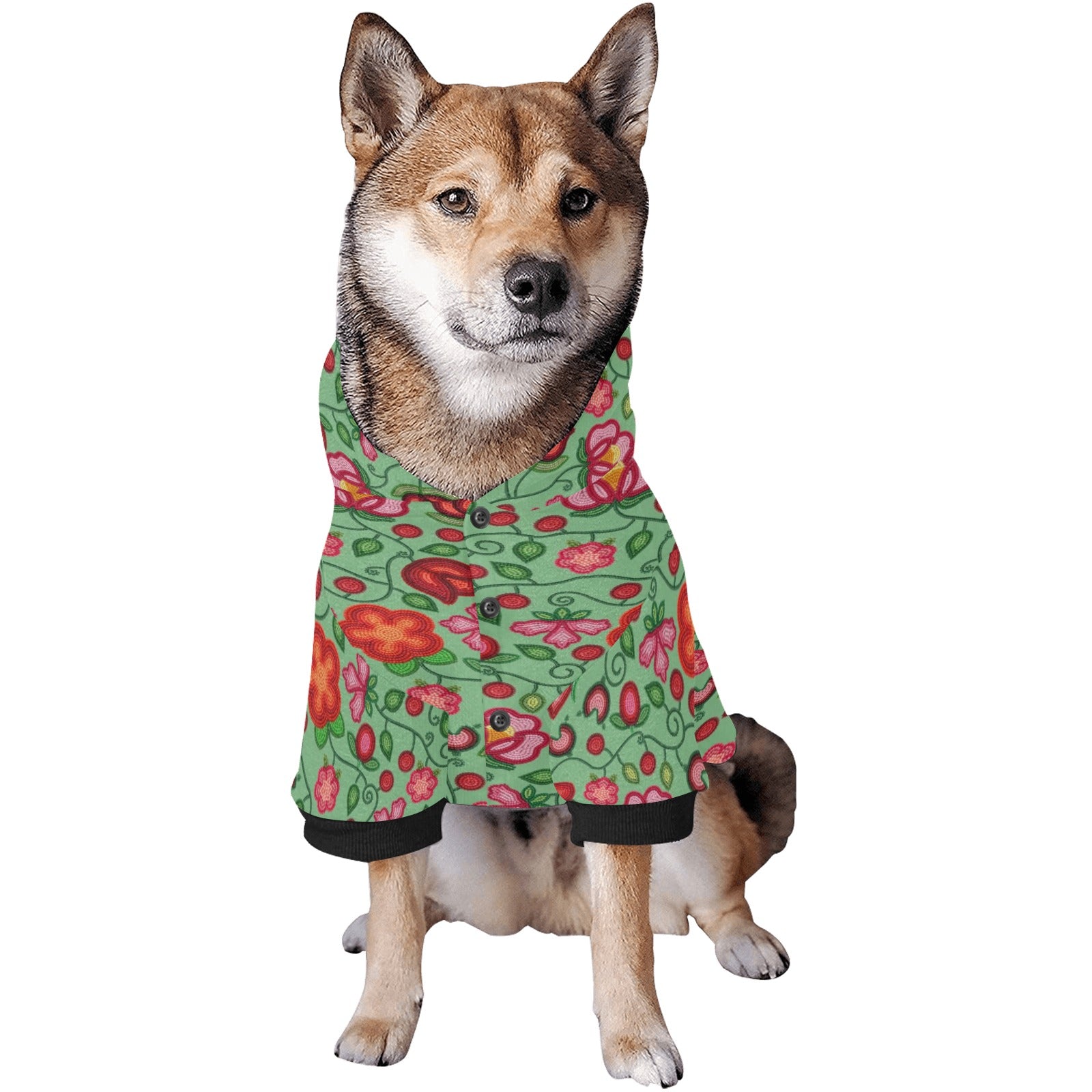 Rose Reverie Green Pet Dog Hoodie