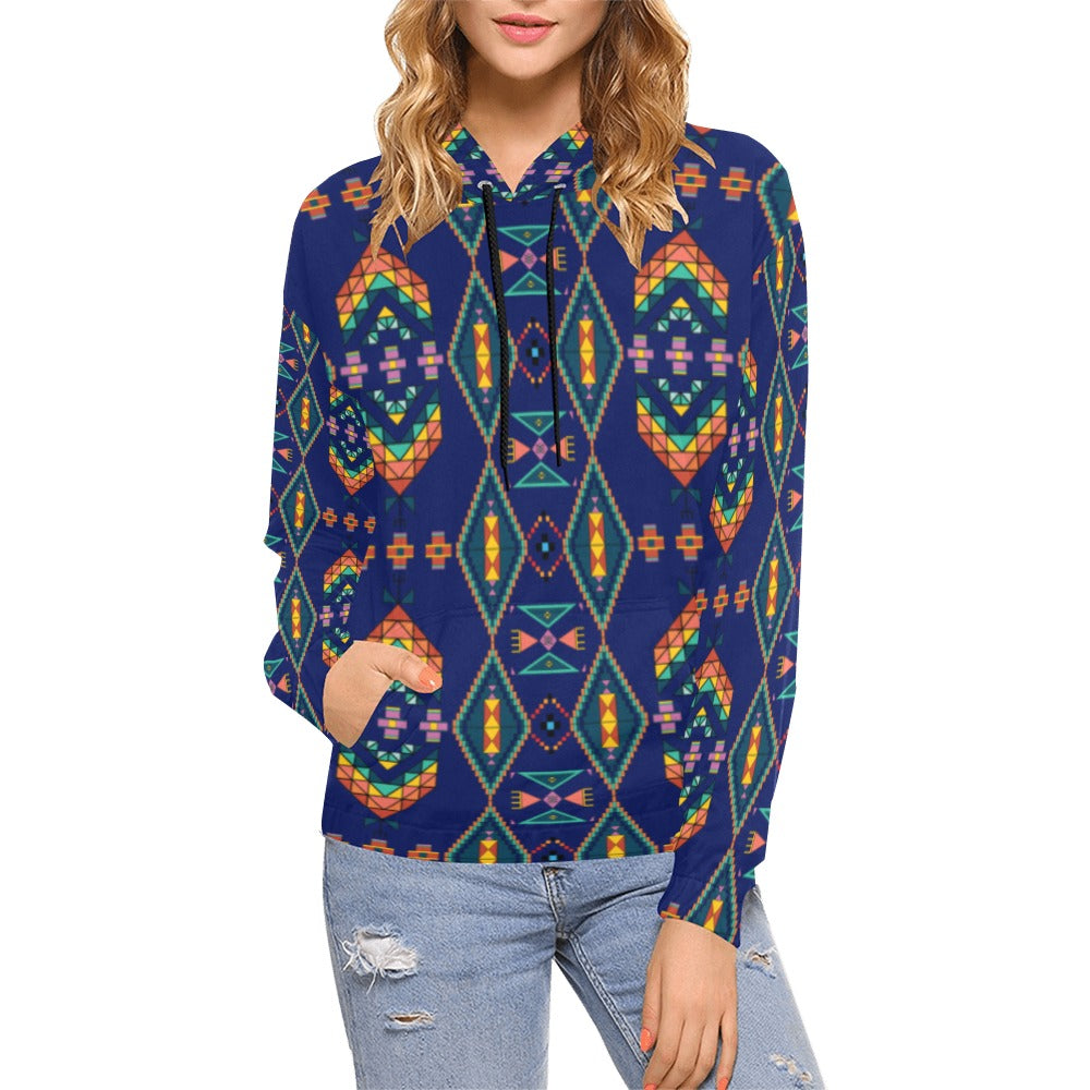 Travois Tipi Blue Hoodie for Women (USA Size)