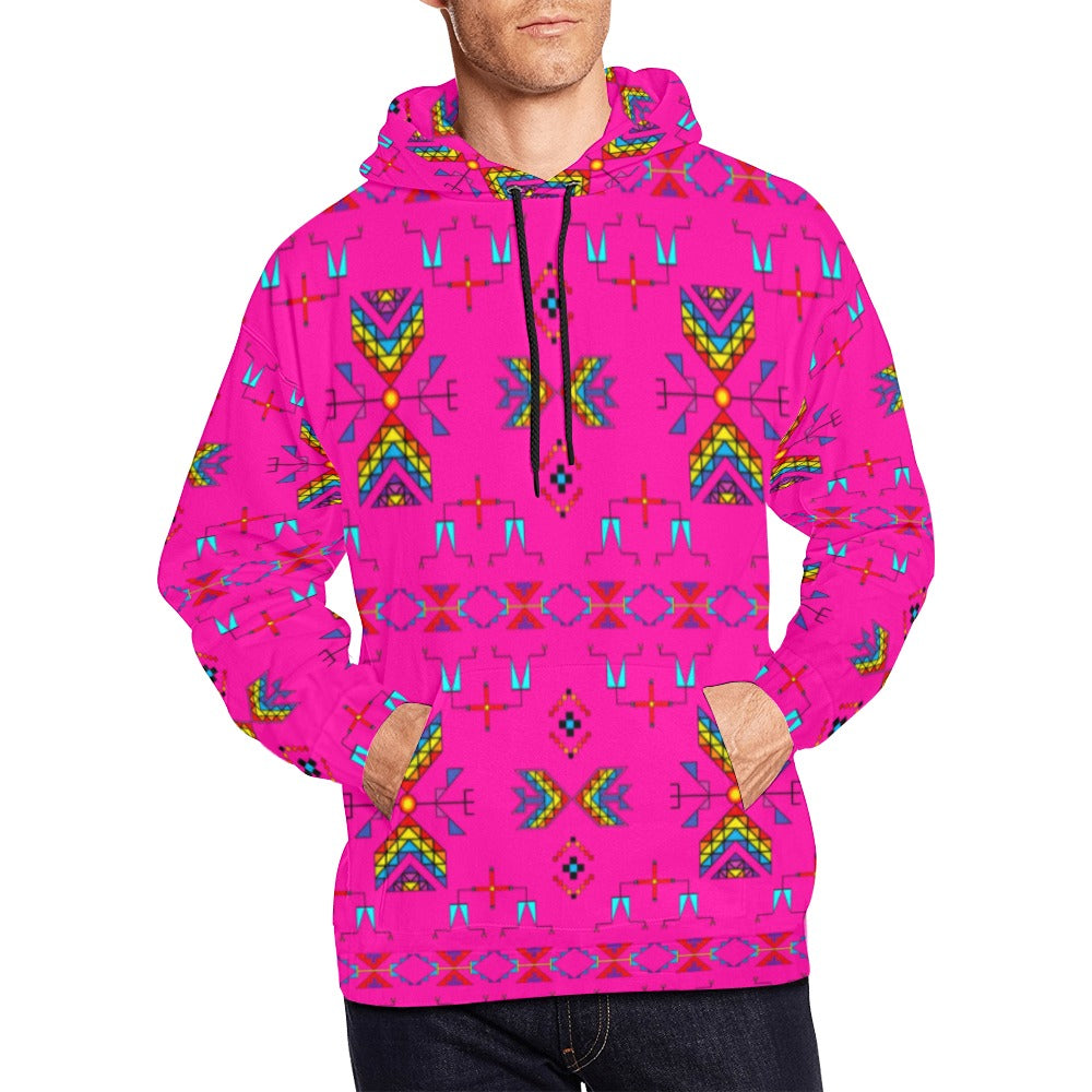 Rainy Chief Rainbow Hot Pink Hoodie for Men (USA Size)