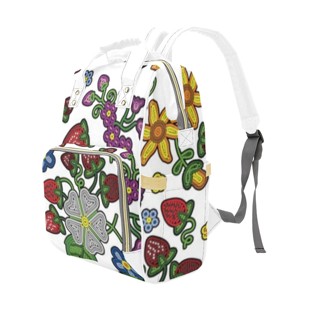 Berry Pop White Multi-Function Diaper Backpack/Diaper Bag