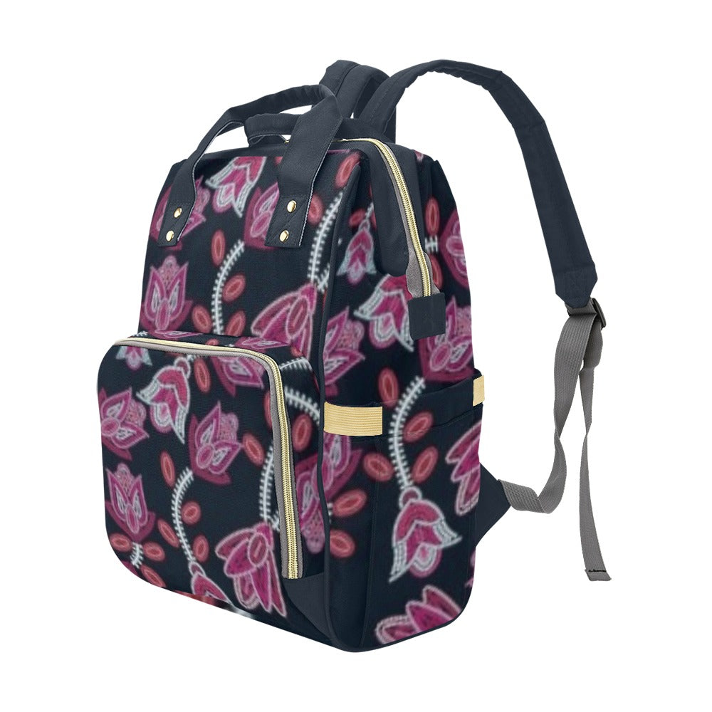 Beaded Pink Multi-Function Diaper Backpack/Diaper Bag