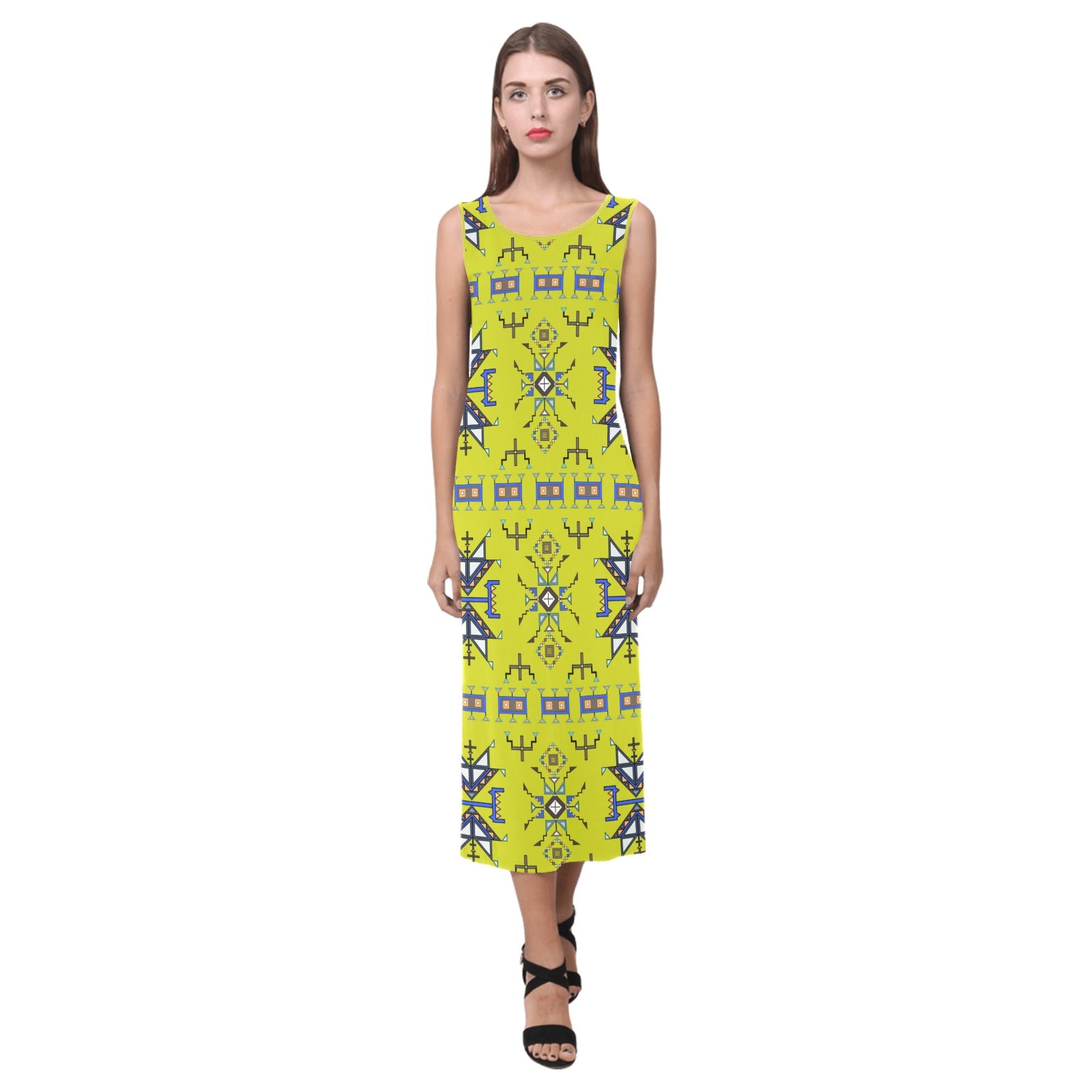 Eagle Strike Lime Phaedra Sleeveless Open Fork Long Dress