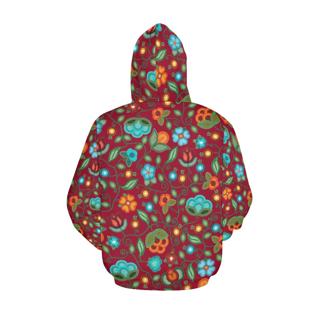 Prairie Fire Petals Red All Over Print Hoodie for Women (USA Size)