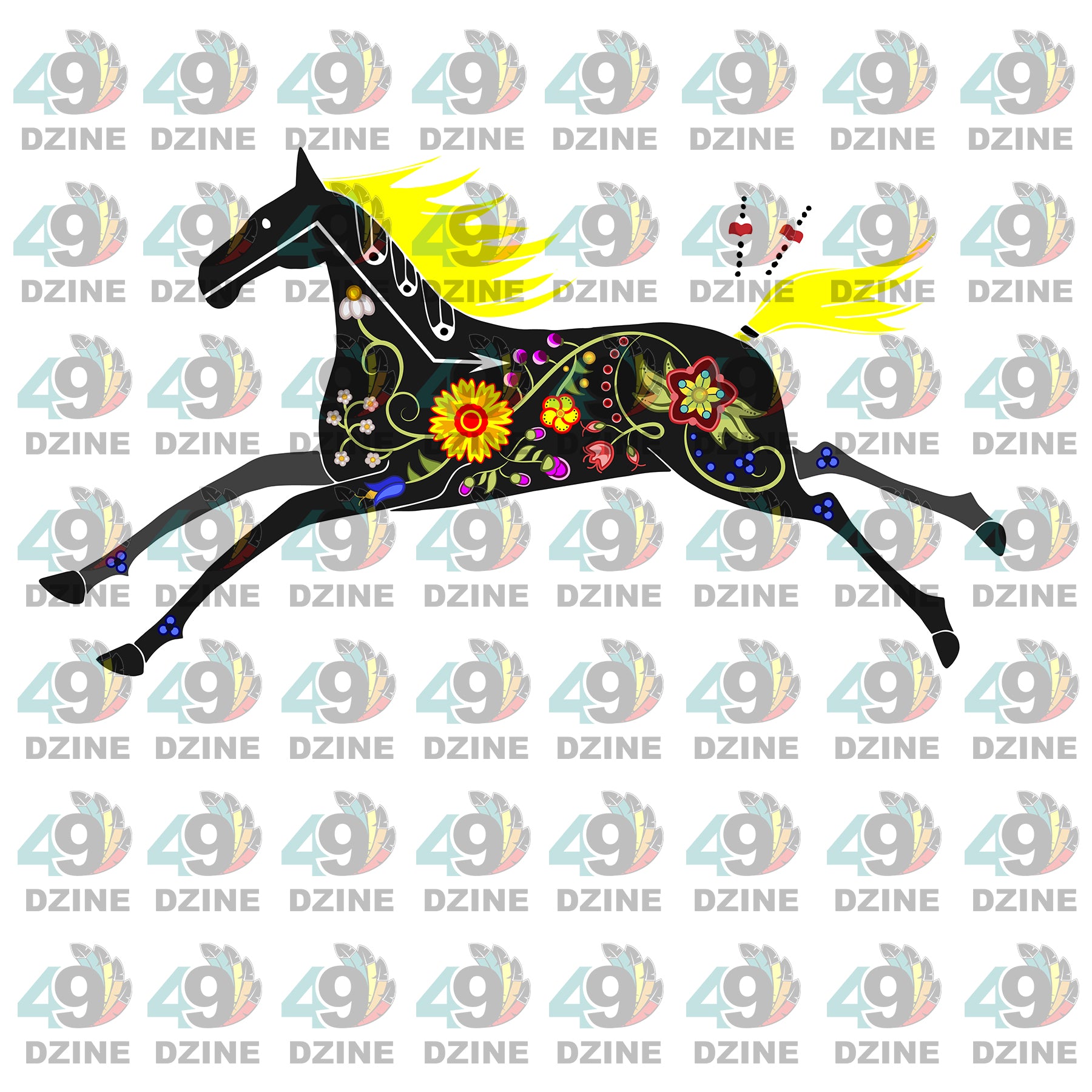 6-inch Floral Horse Transfer