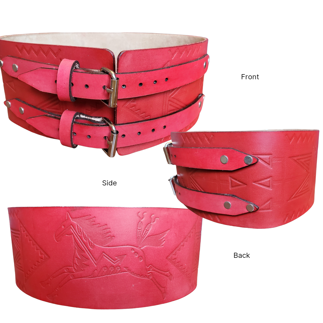 Organic Red Horse Handmade 4 Inch Leather Belt