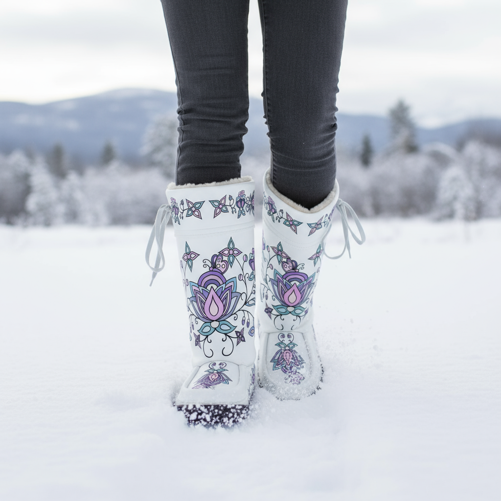 Snow Petal Spirit Real Leather MocLux Tall