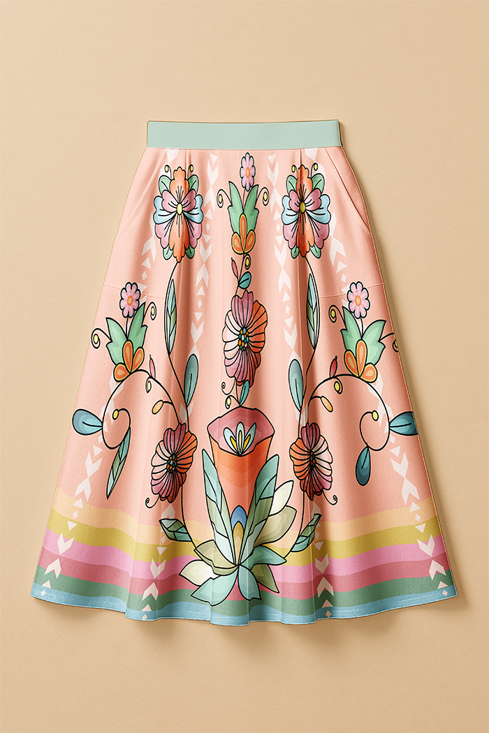 Whisphers of the Willow Pastel Elastic Waist Pocket Midi Skirt