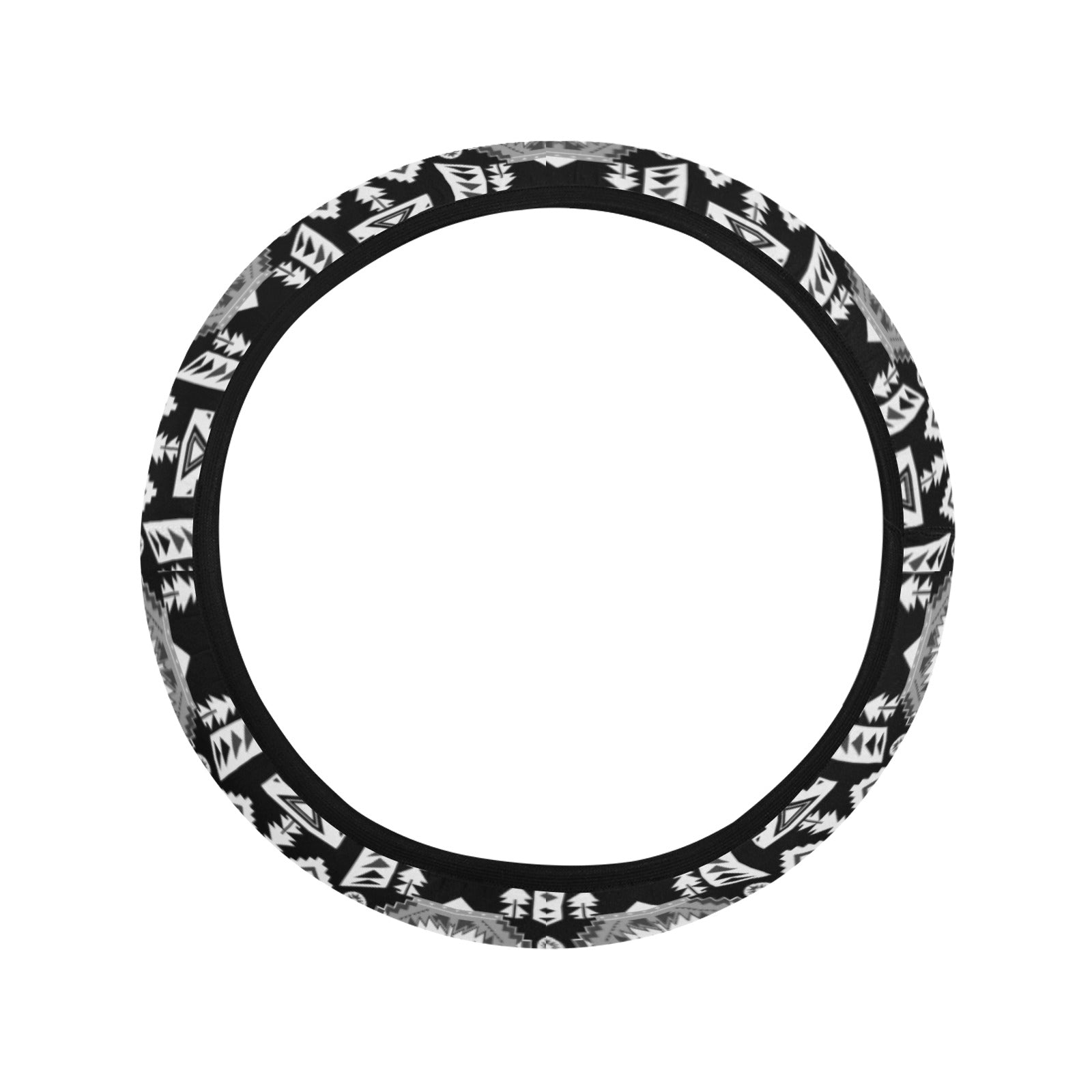 Chiefs Mountain Black and White Steering Wheel Cover with Elastic Edge