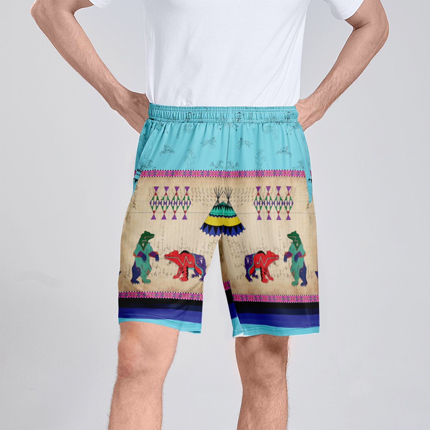 Bear Ledger Sky Athletic Shorts with Pockets