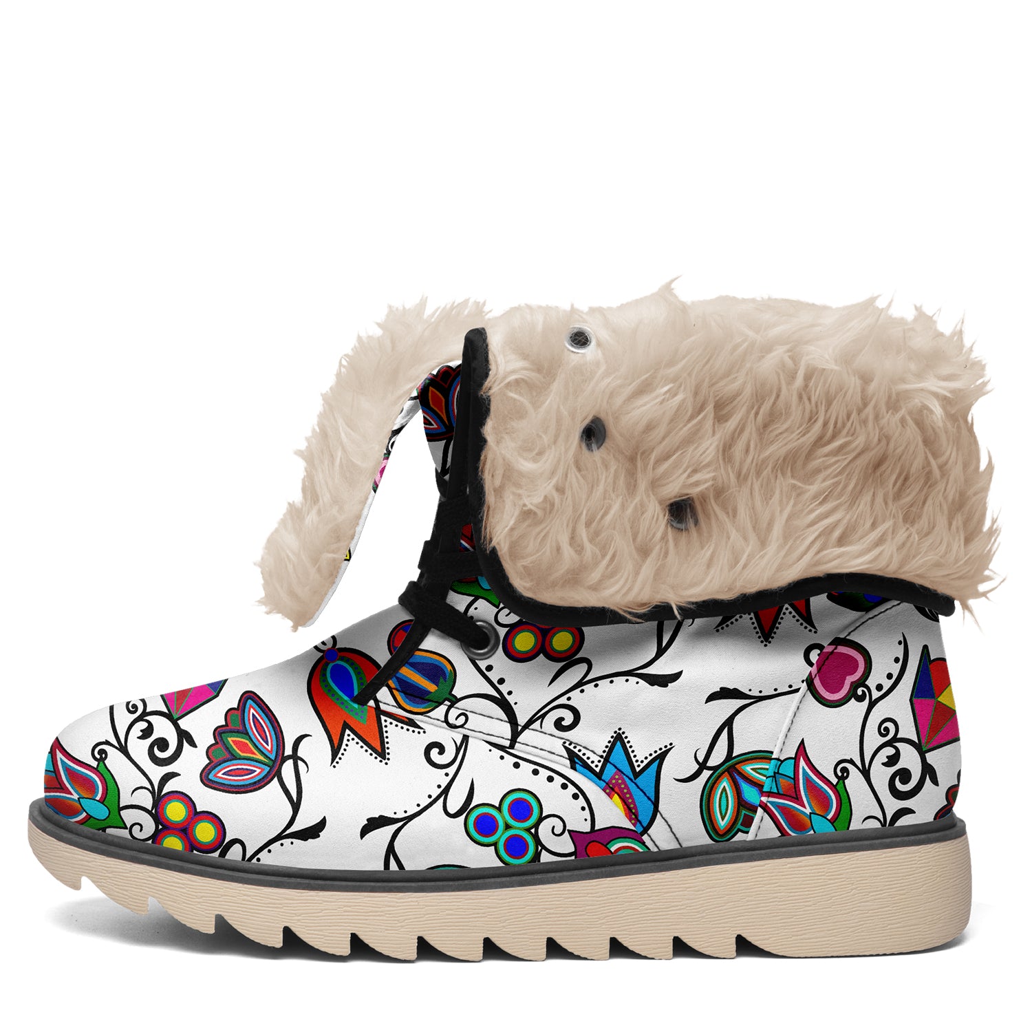 Indigenous Paisley White Polar Winter Boots