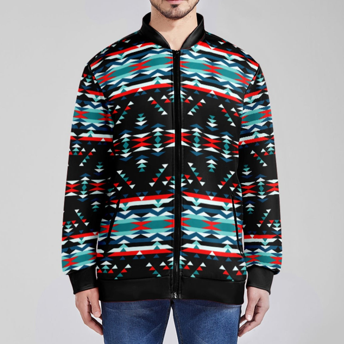 Visions of Peaceful Nights Zippered Collared Lightweight Jacket