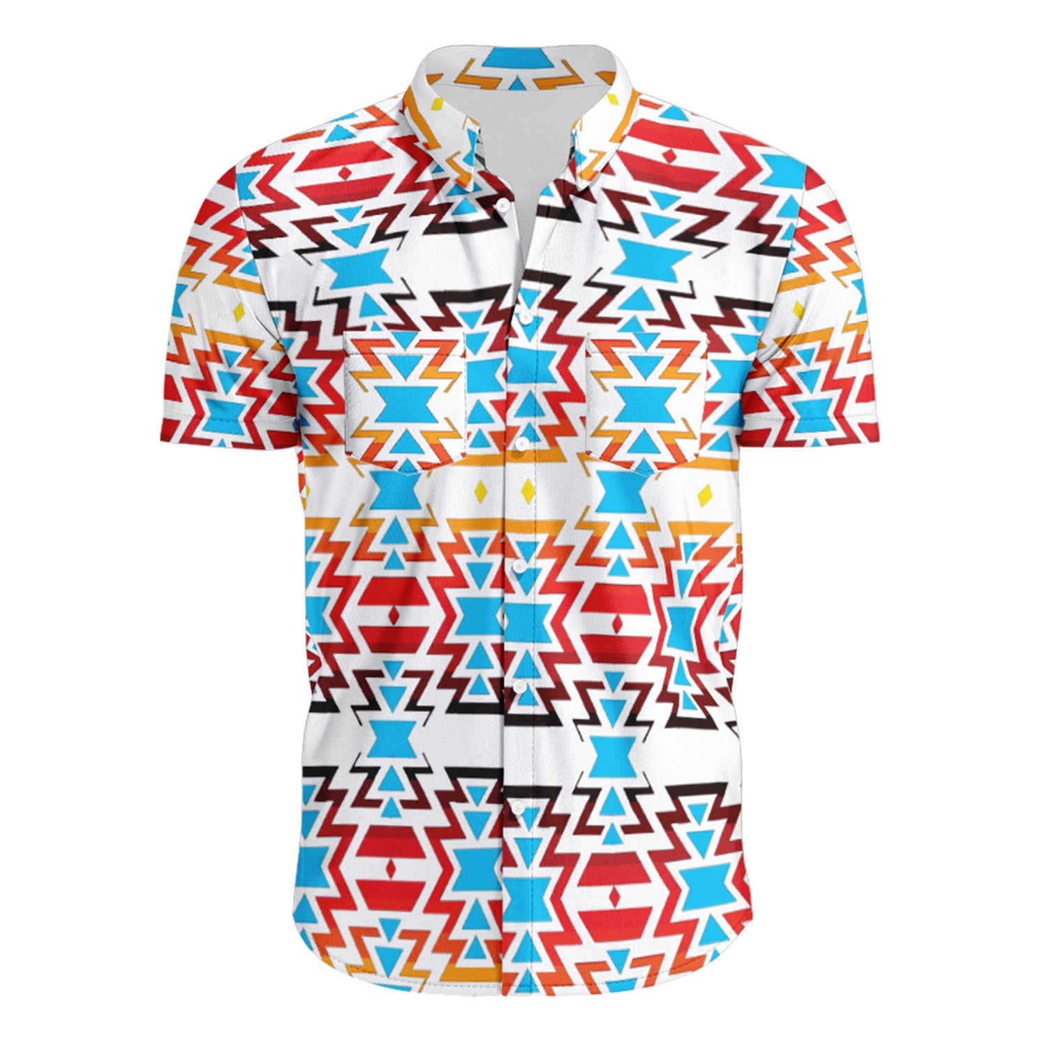 Fire Colors Hawaiian-Style Button Up Shirt