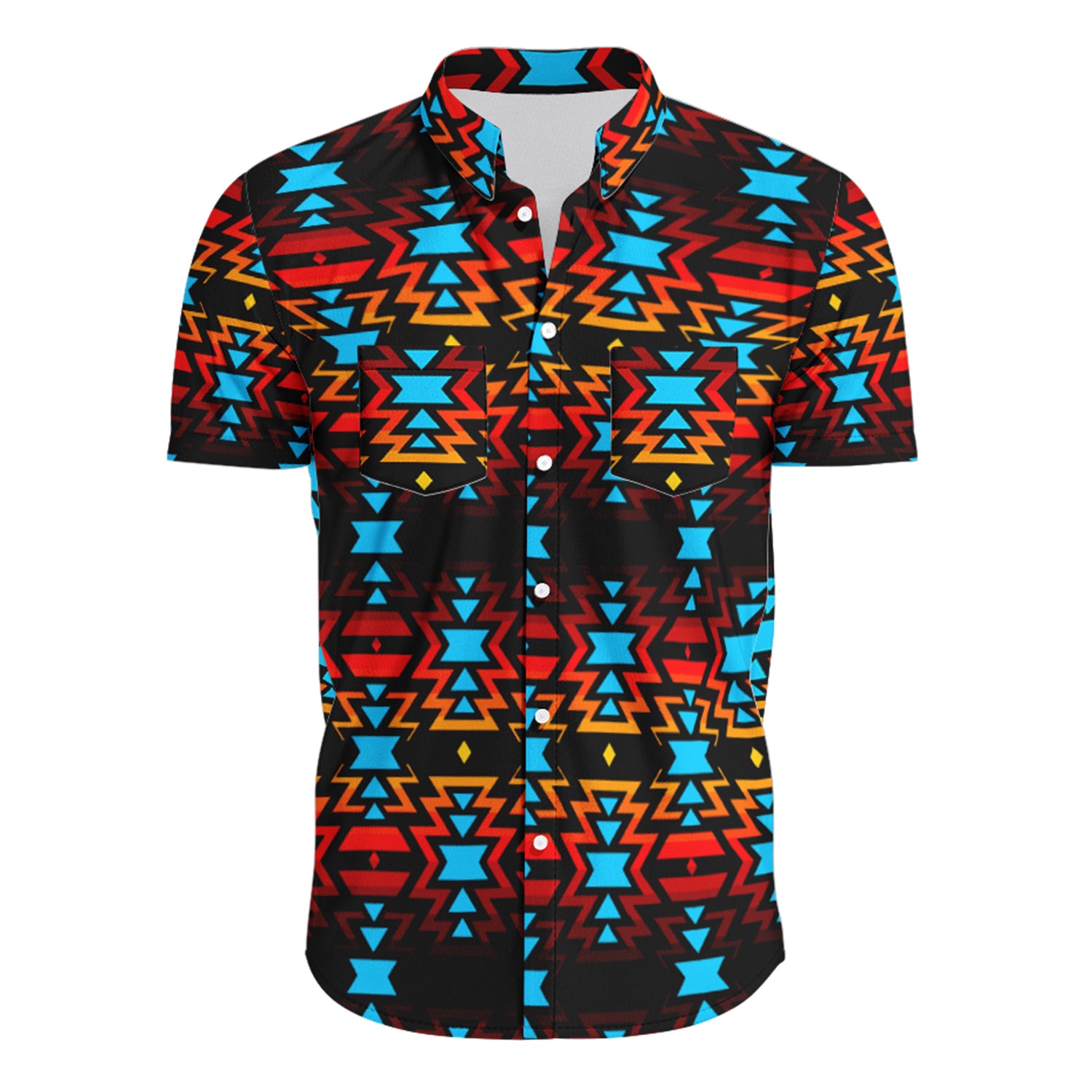 Black Fire Hawaiian-Style Button Up Shirt