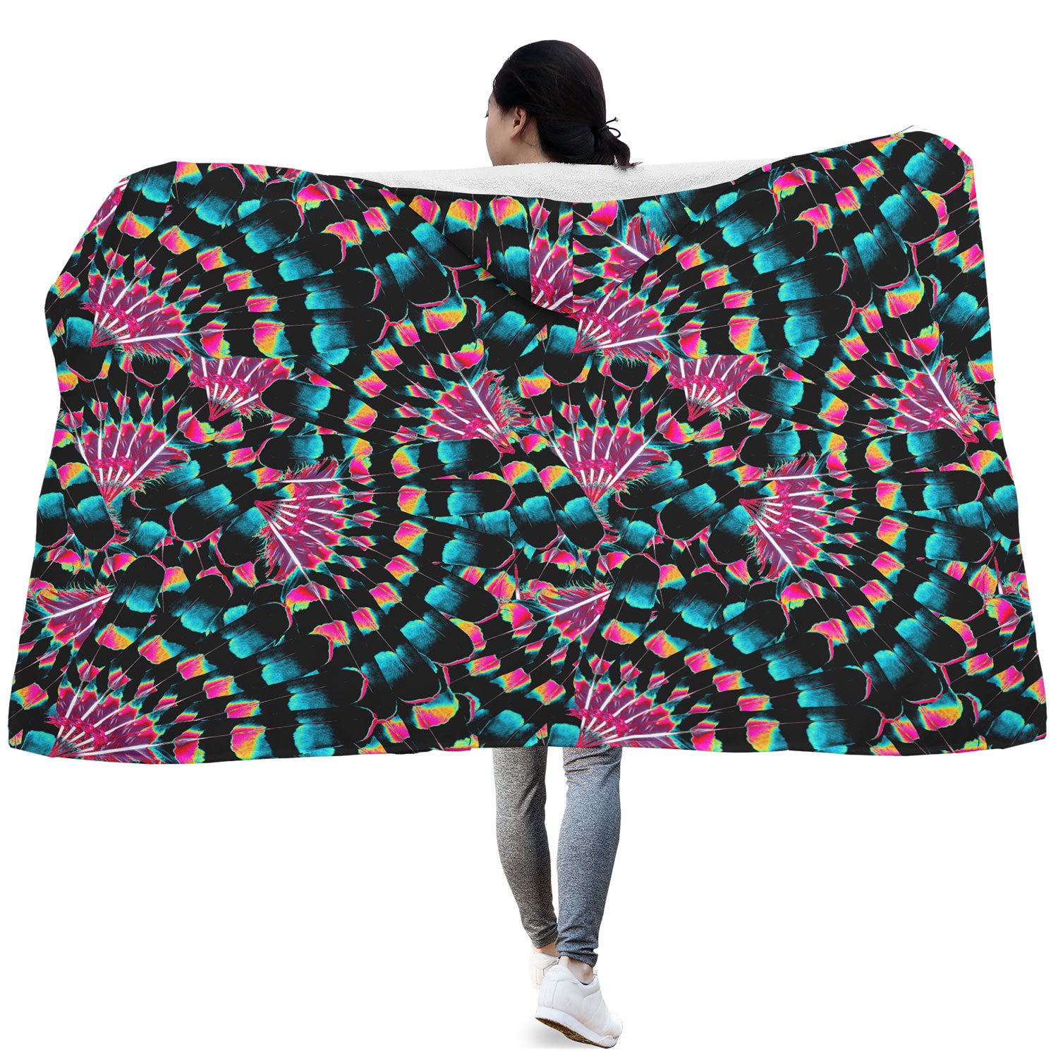 Hawk Feathers Heat Map Hooded Blanket