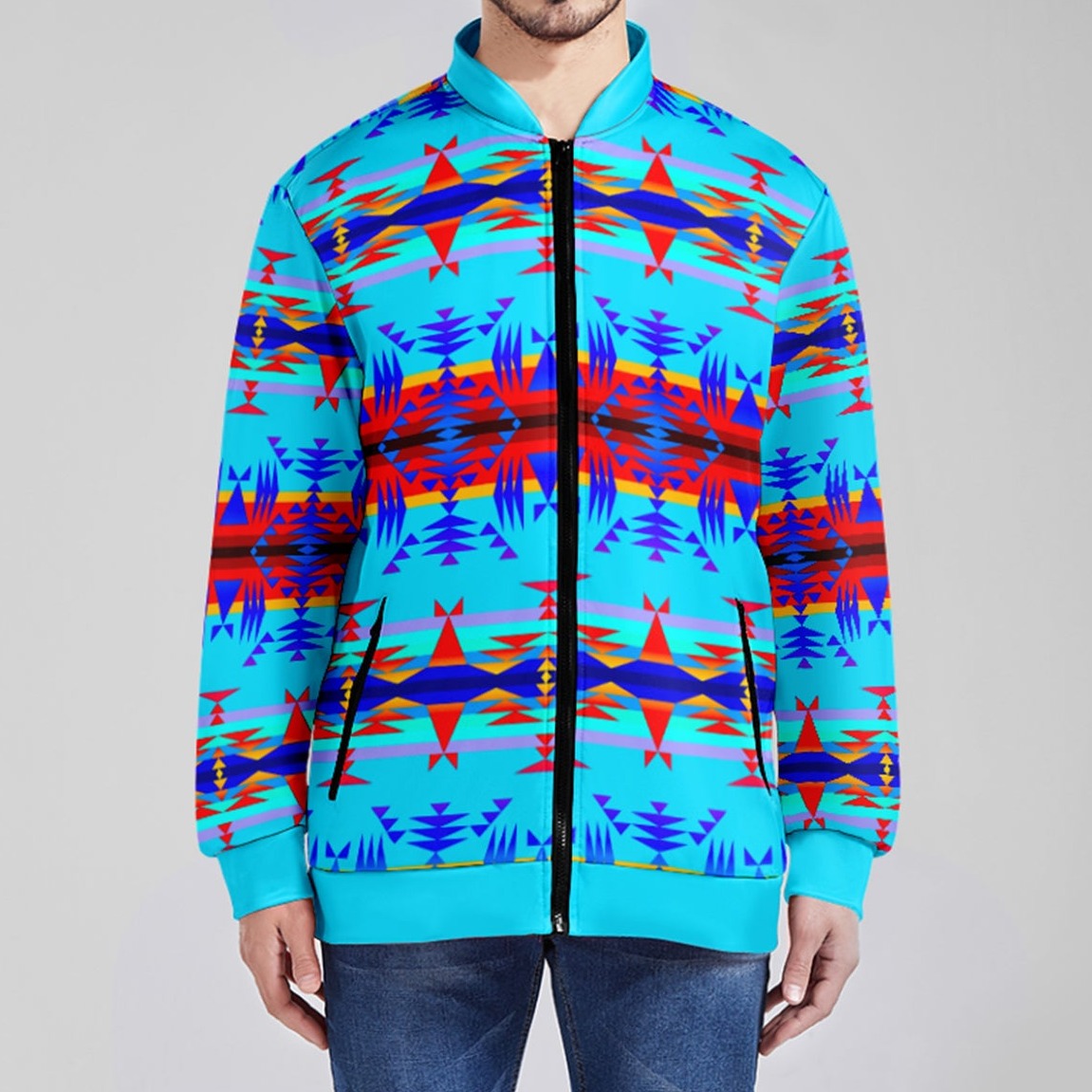 Between the Mountains Blue Youth Zippered Collared Lightweight Jacket