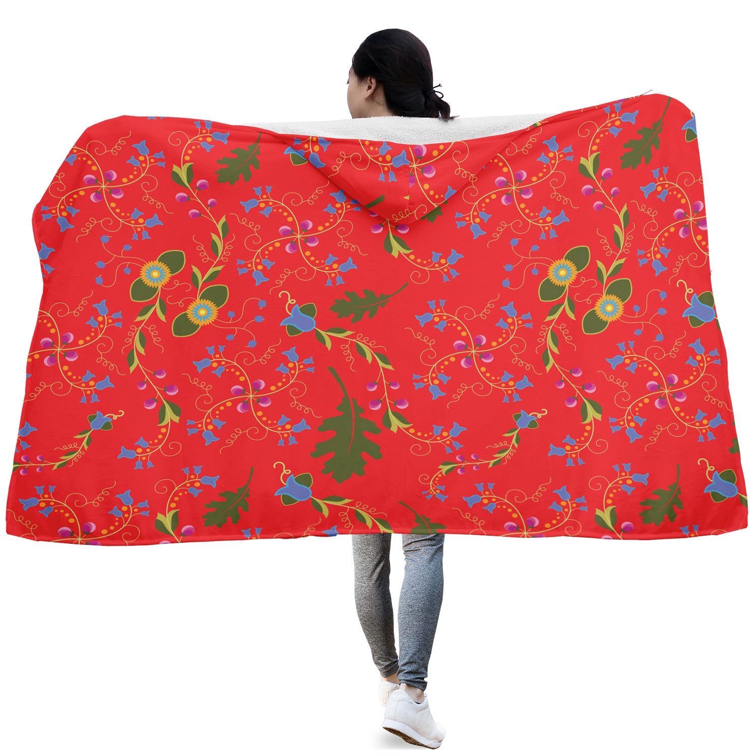 Vine Life Scarlet Hooded Blanket