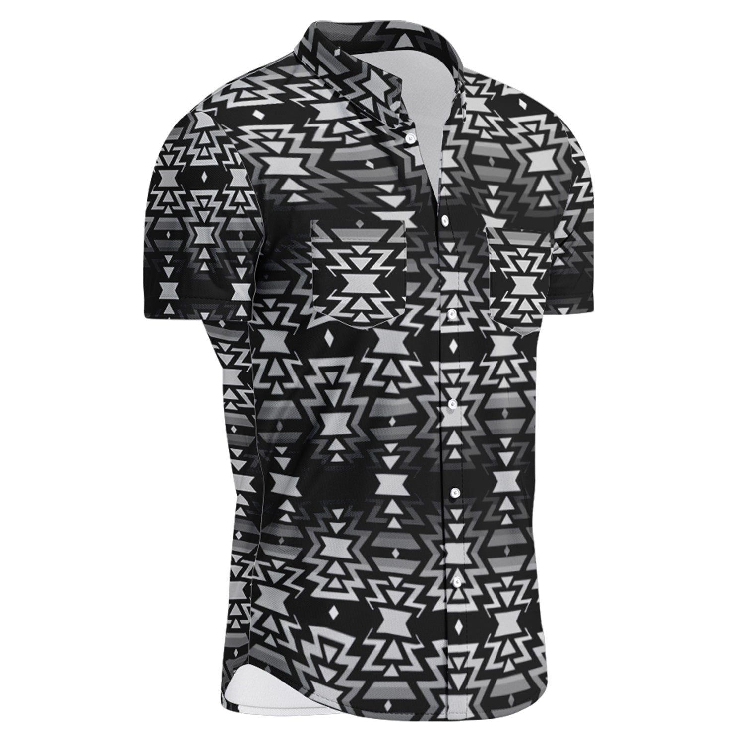 Black Fire Black and Gray Hawaiian-Style Button Up Shirt