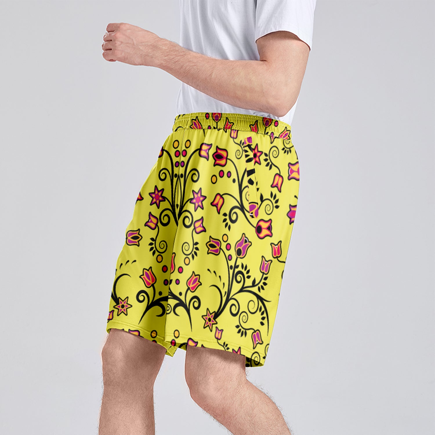 Key Lime Star Athletic Shorts with Pockets