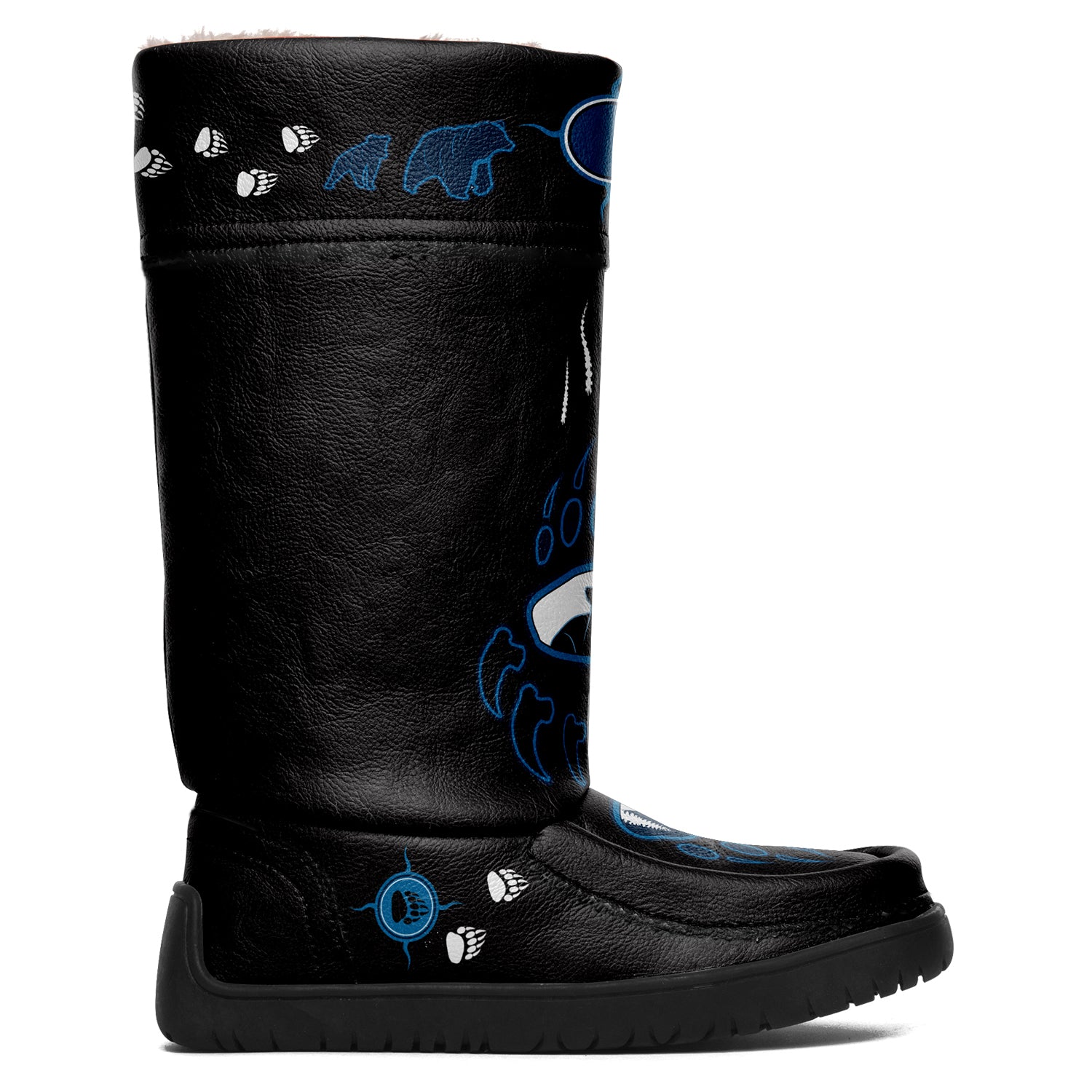 Bear Paw Blue Black Real Leather MocLux