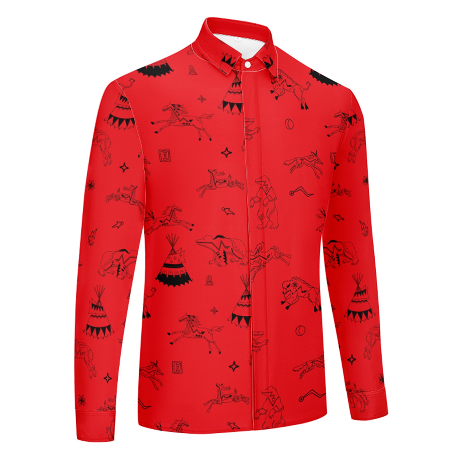 Ledger Dabbles Red Men's Long Sleeve Dress Shirt