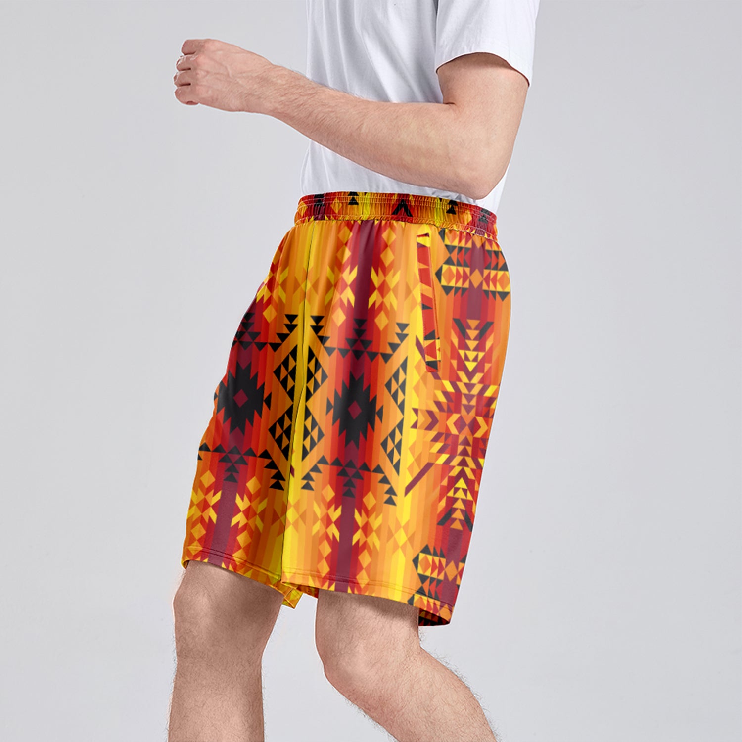 Desert Geo Yellow Athletic Shorts with Pockets