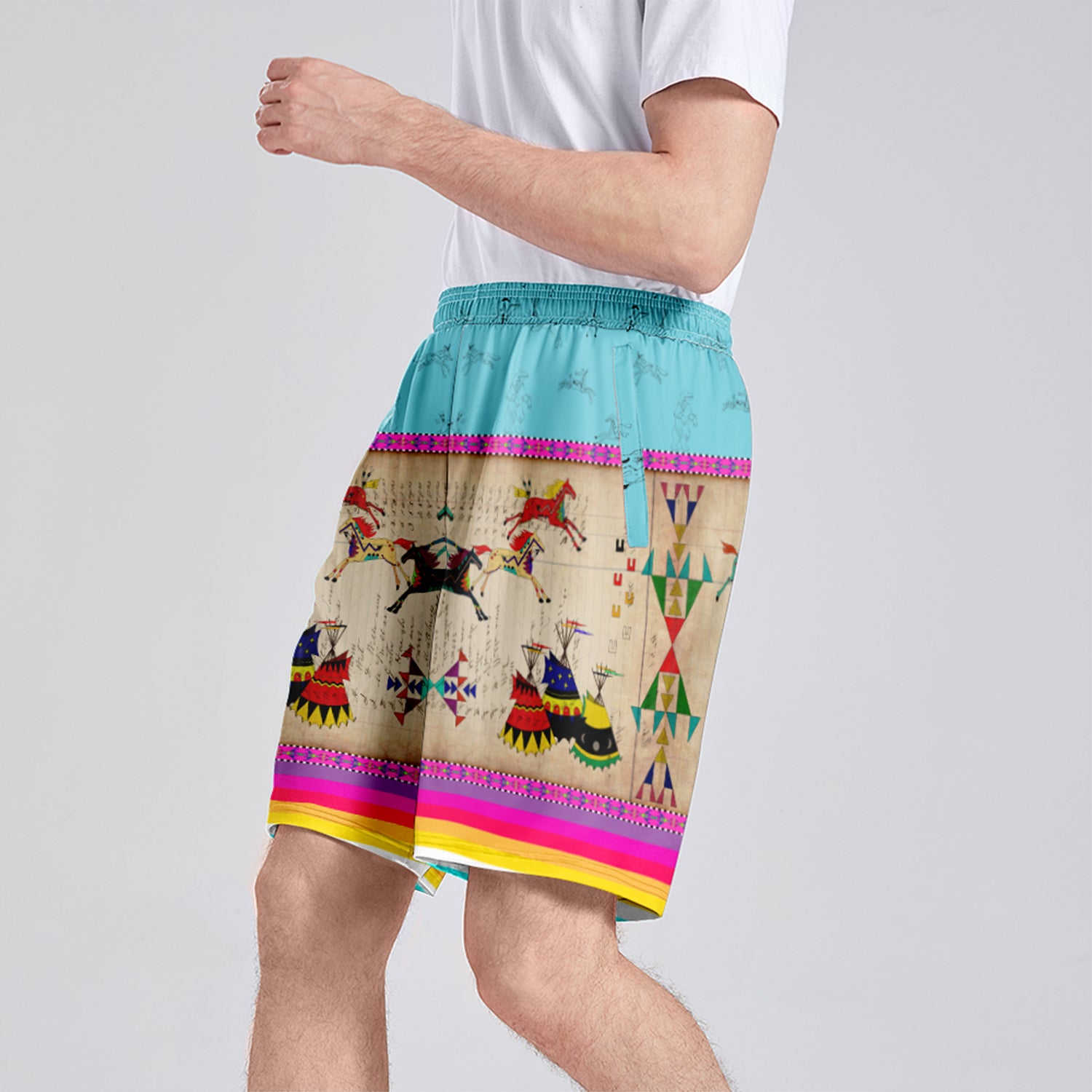 Horses Running Sky Athletic Shorts with Pockets