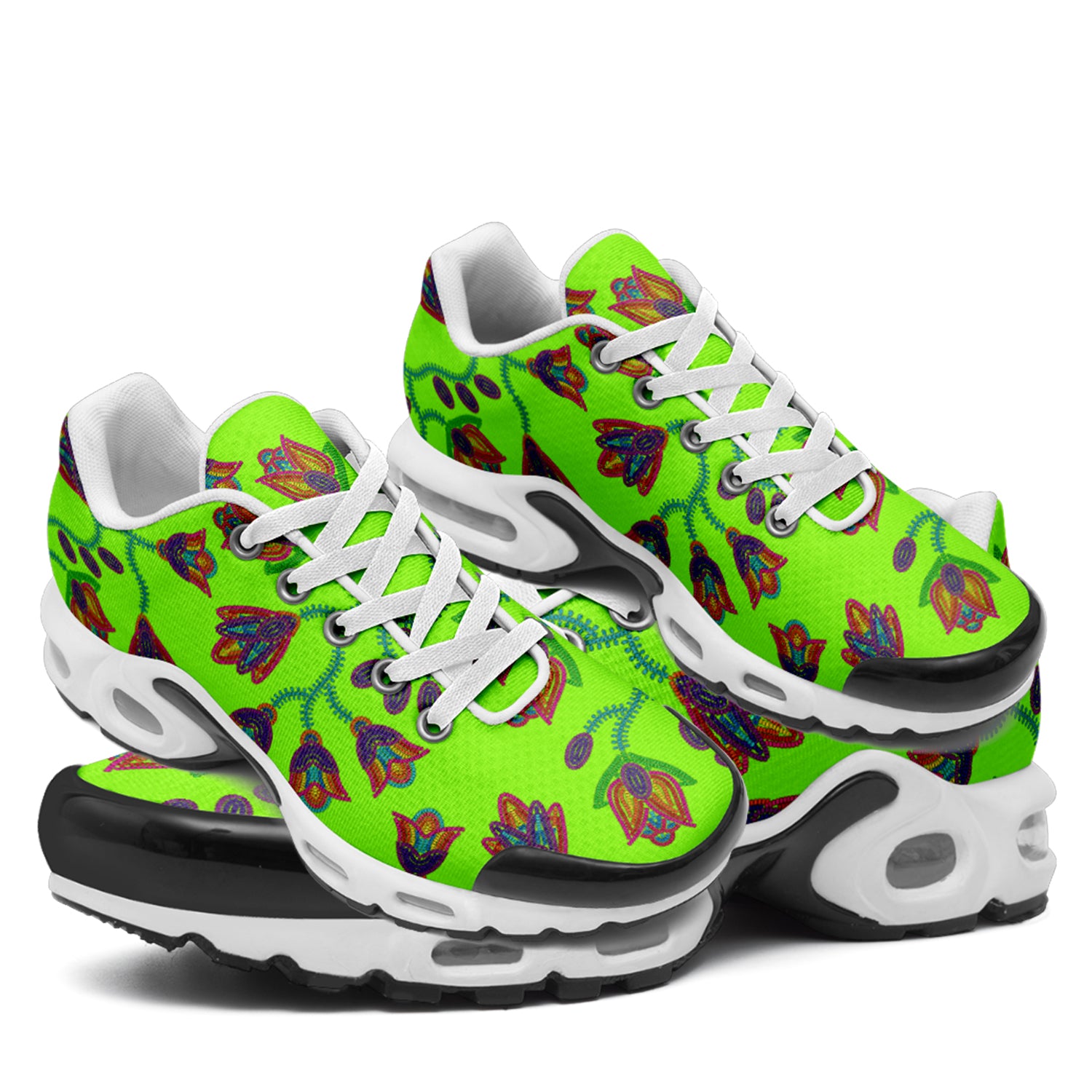 Spring Blossoms on Neon Green Niowaa Air Cushion Shoes