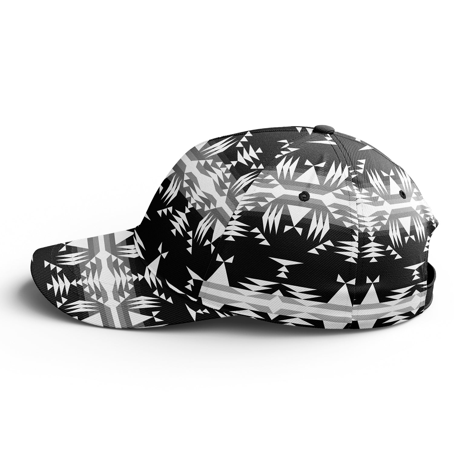 Between the Mountains Black and White Snapback Hat