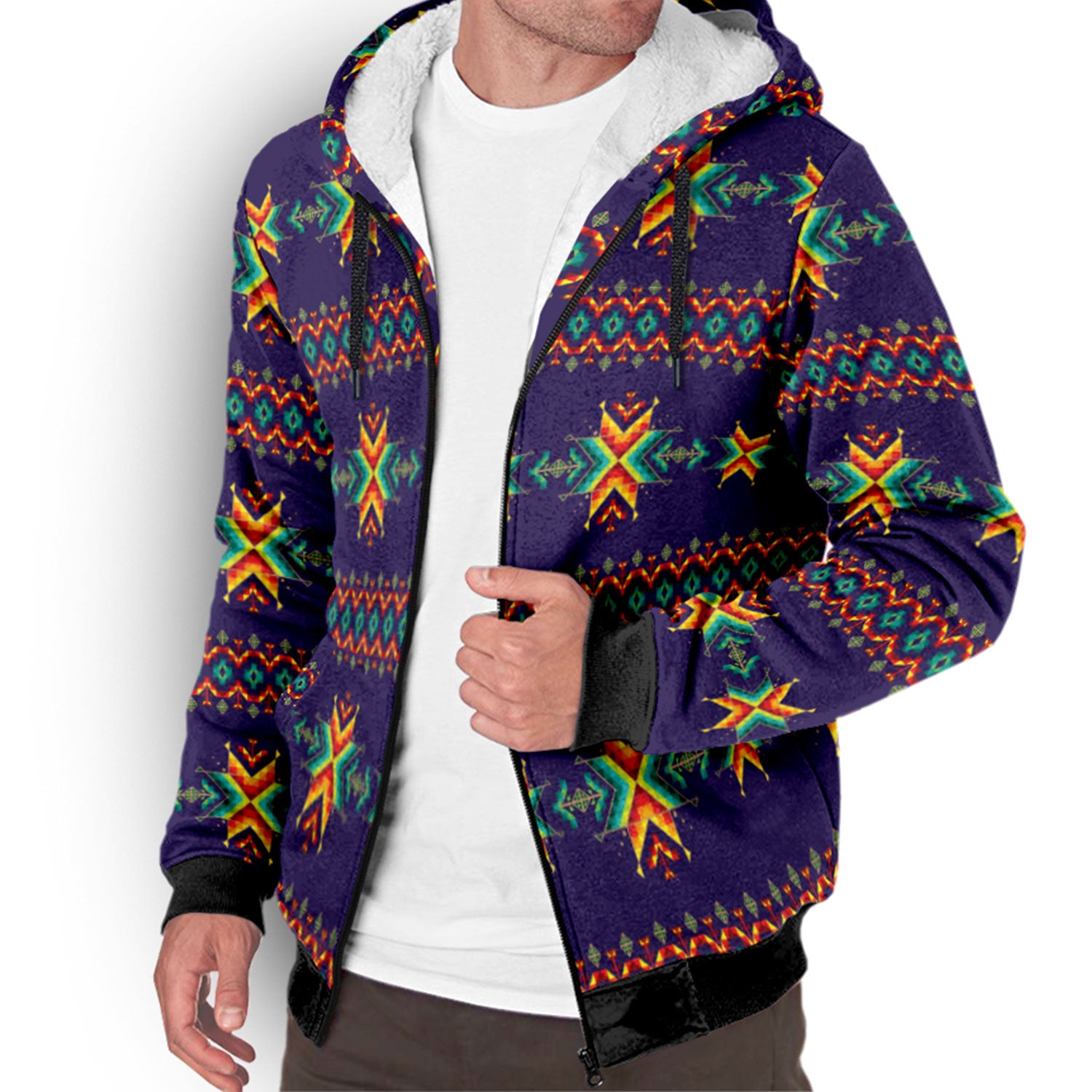 Dreams of Ancestors Indigo Sherpa Hoodie