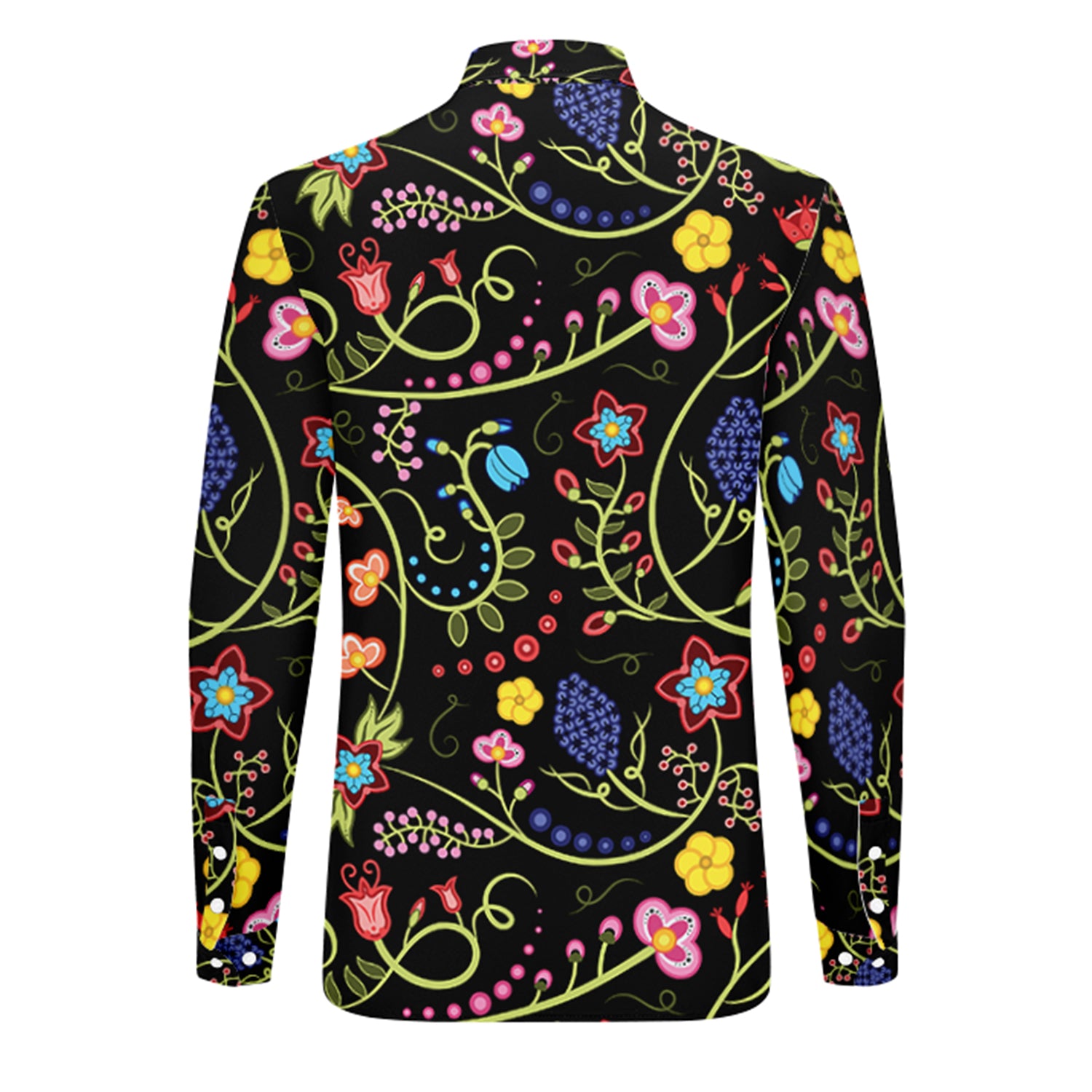 Fresh Fleur Midnight Men's Long Sleeve Dress Shirt