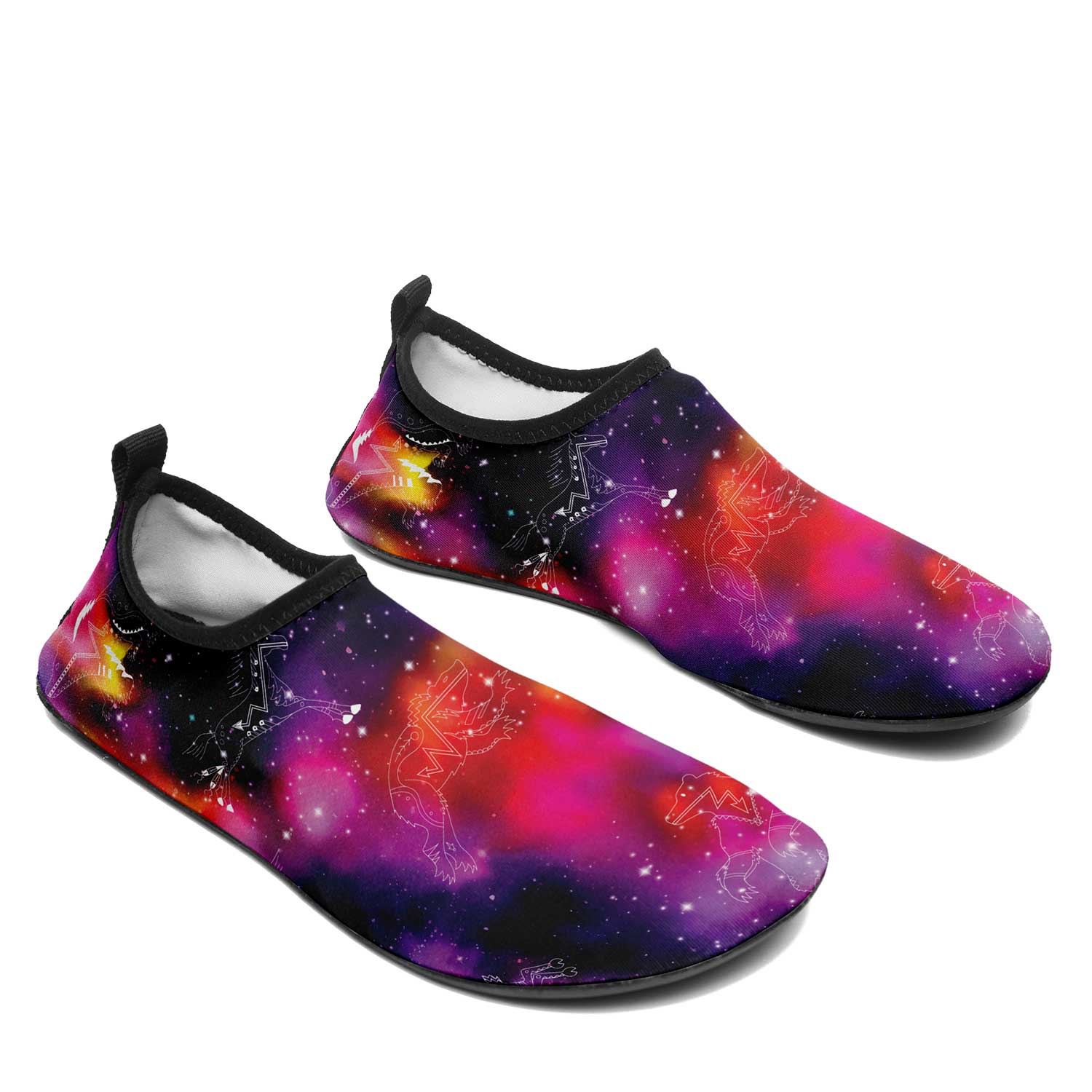 Animal Ancestors 9 Cosmic Swirl Purple and Red Kid's Sockamoccs Slip On Shoes