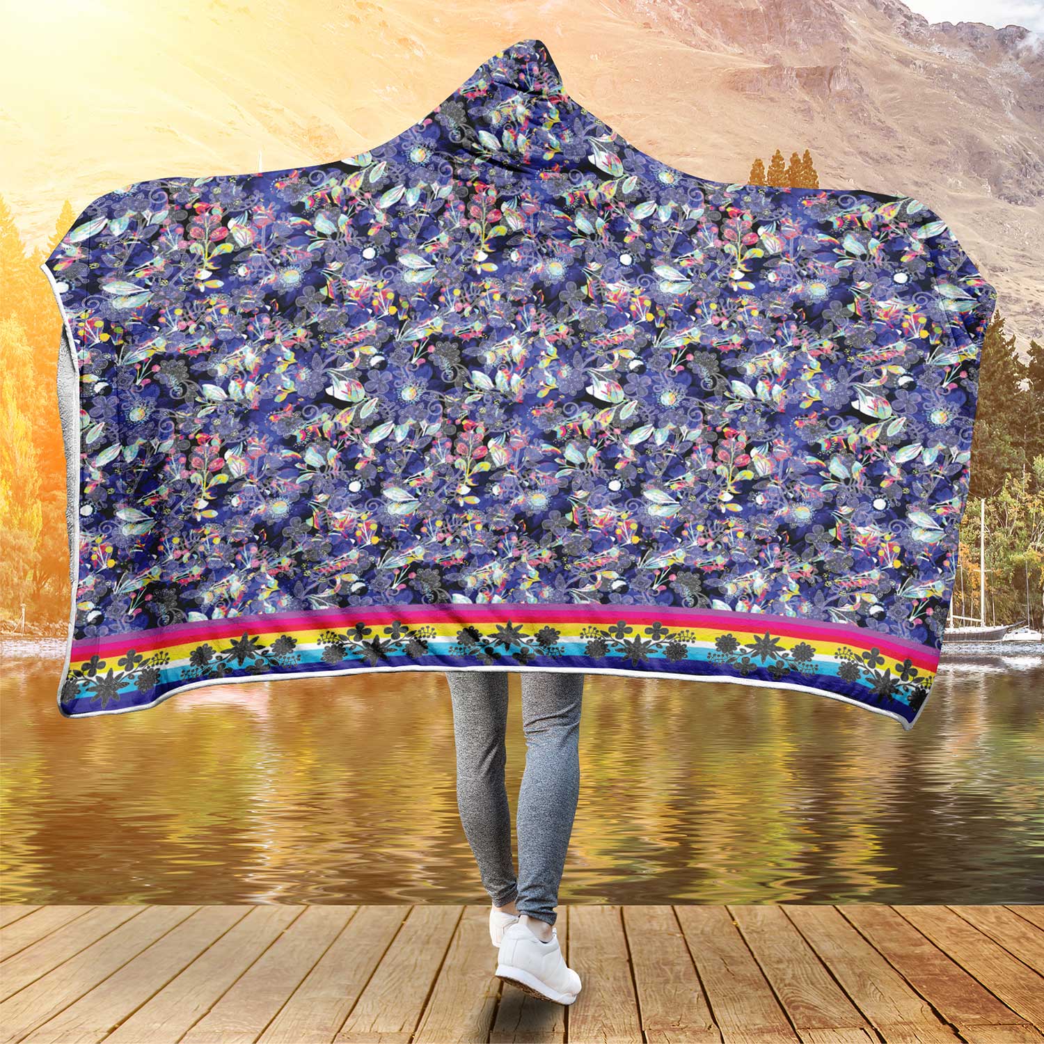 Culture in Nature Blue Hooded Blanket