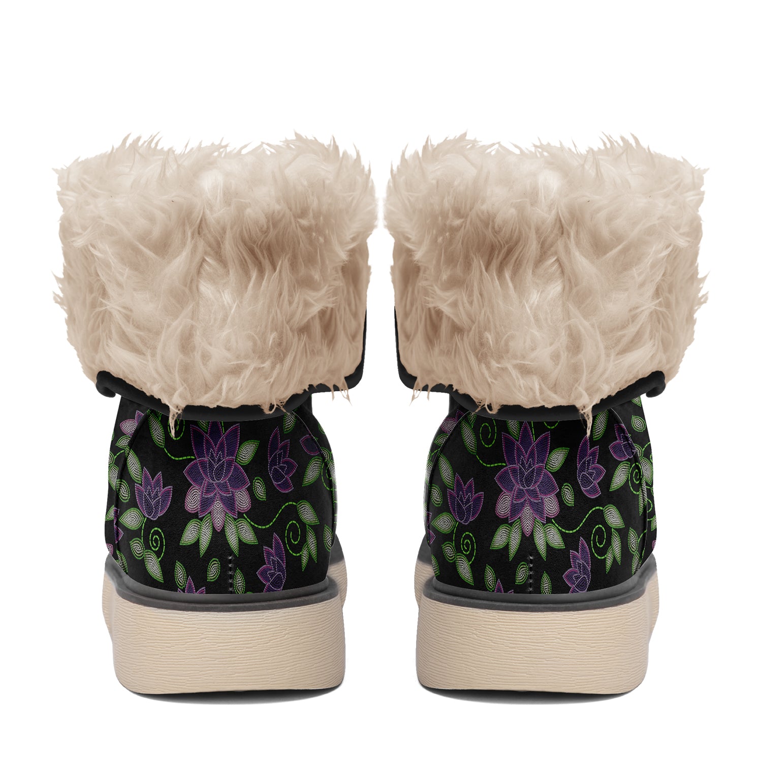 Purple Beaded Rose Polar Winter Boots