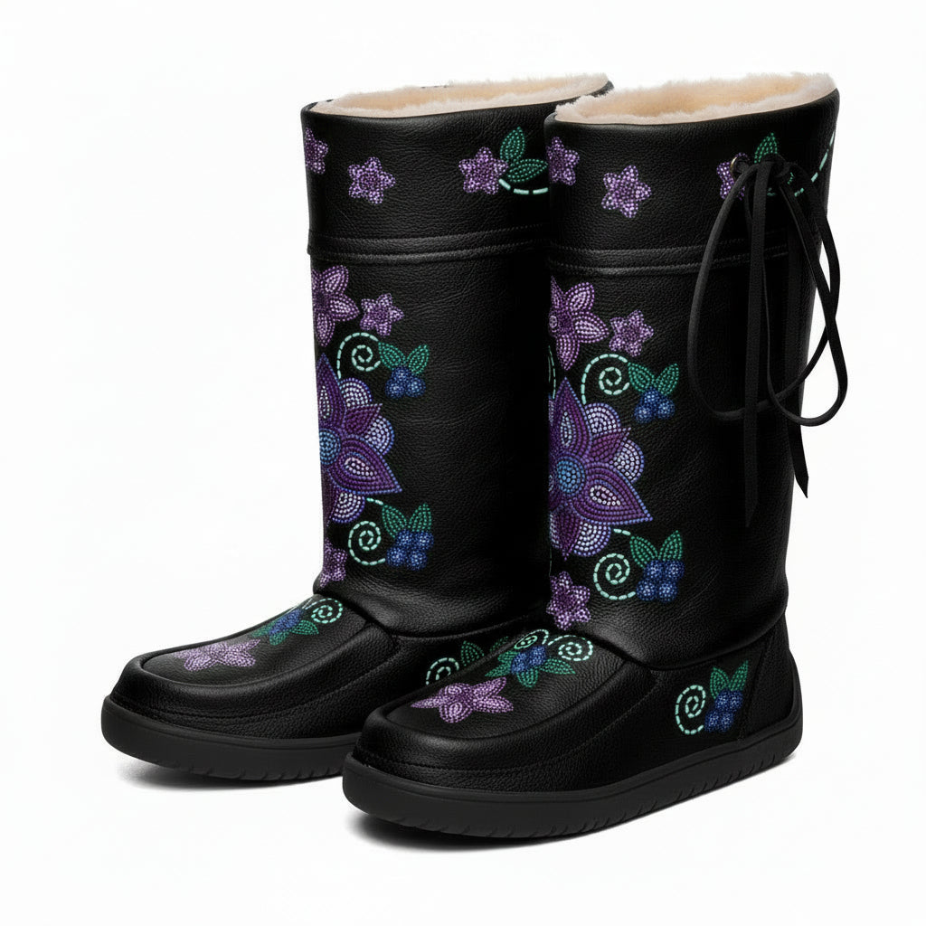 Berry Picking Black Real Leather MocLux