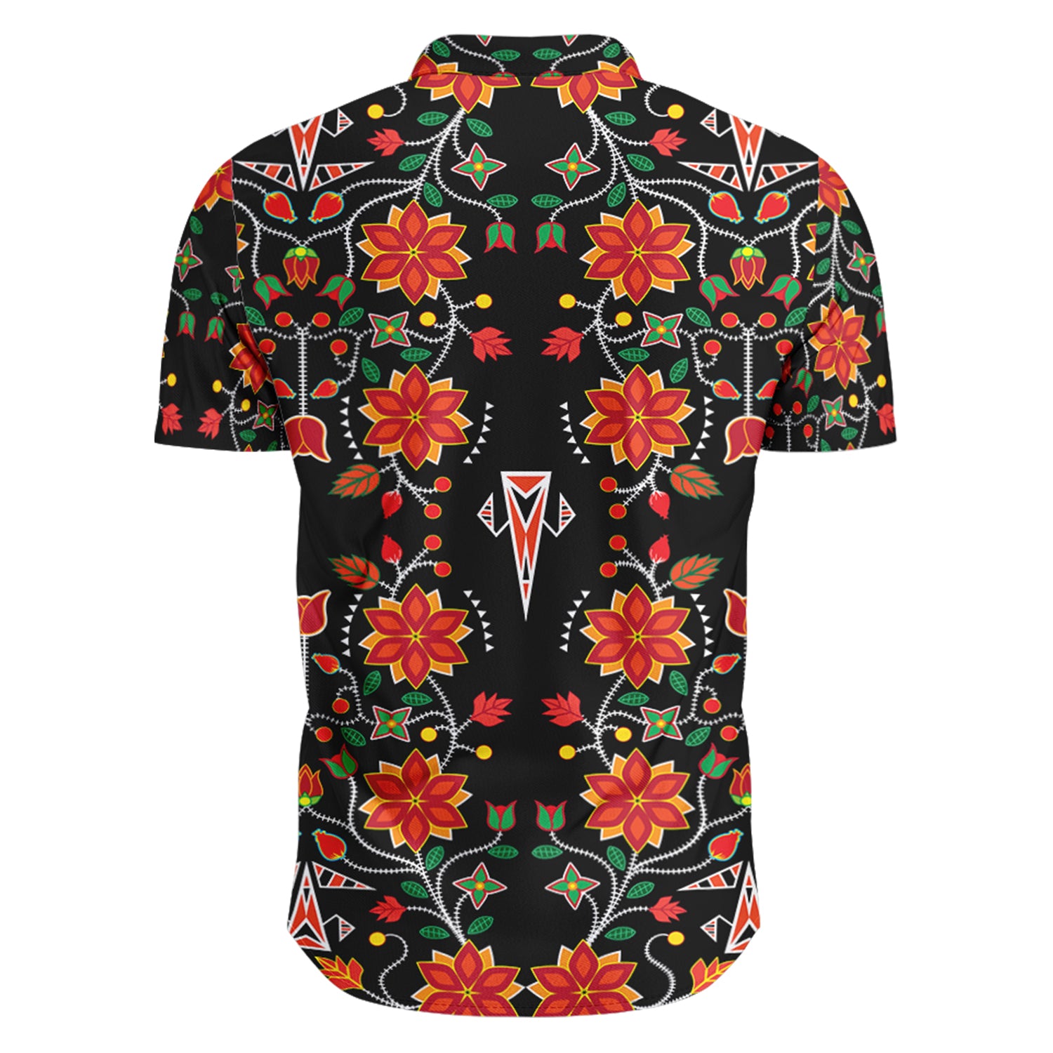 Floral Beadwork Six Bands Hawaiian-Style Button Up Shirt