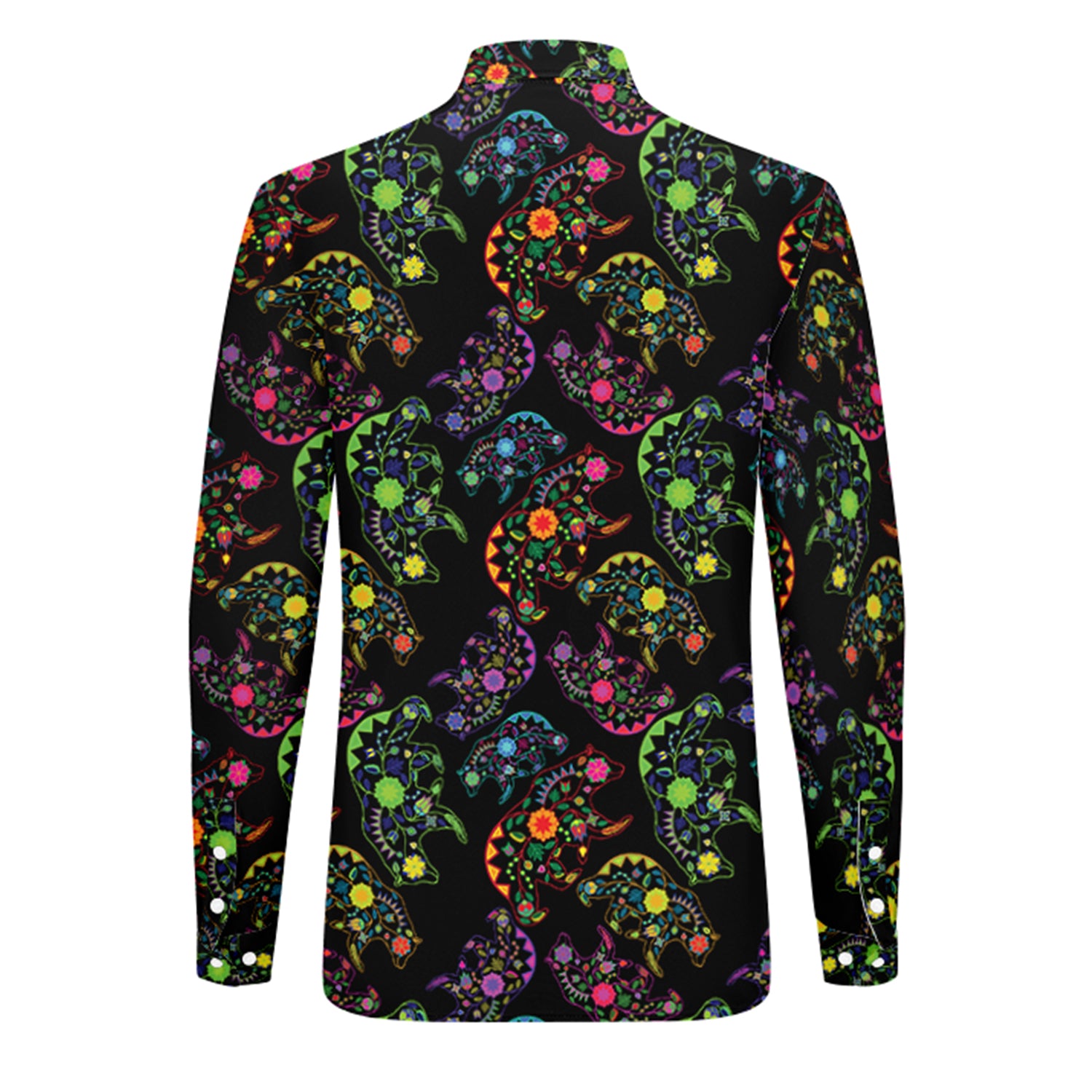 Floral Bear Men's Long Sleeve Dress Shirt